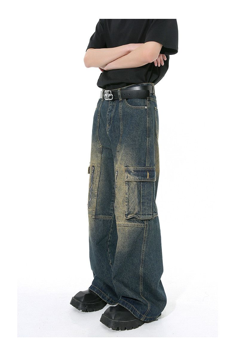 Vintage Retro patchwork multi-pocket loose washed work jeans Size US 32 / EU 48 - 5 Thumbnail
