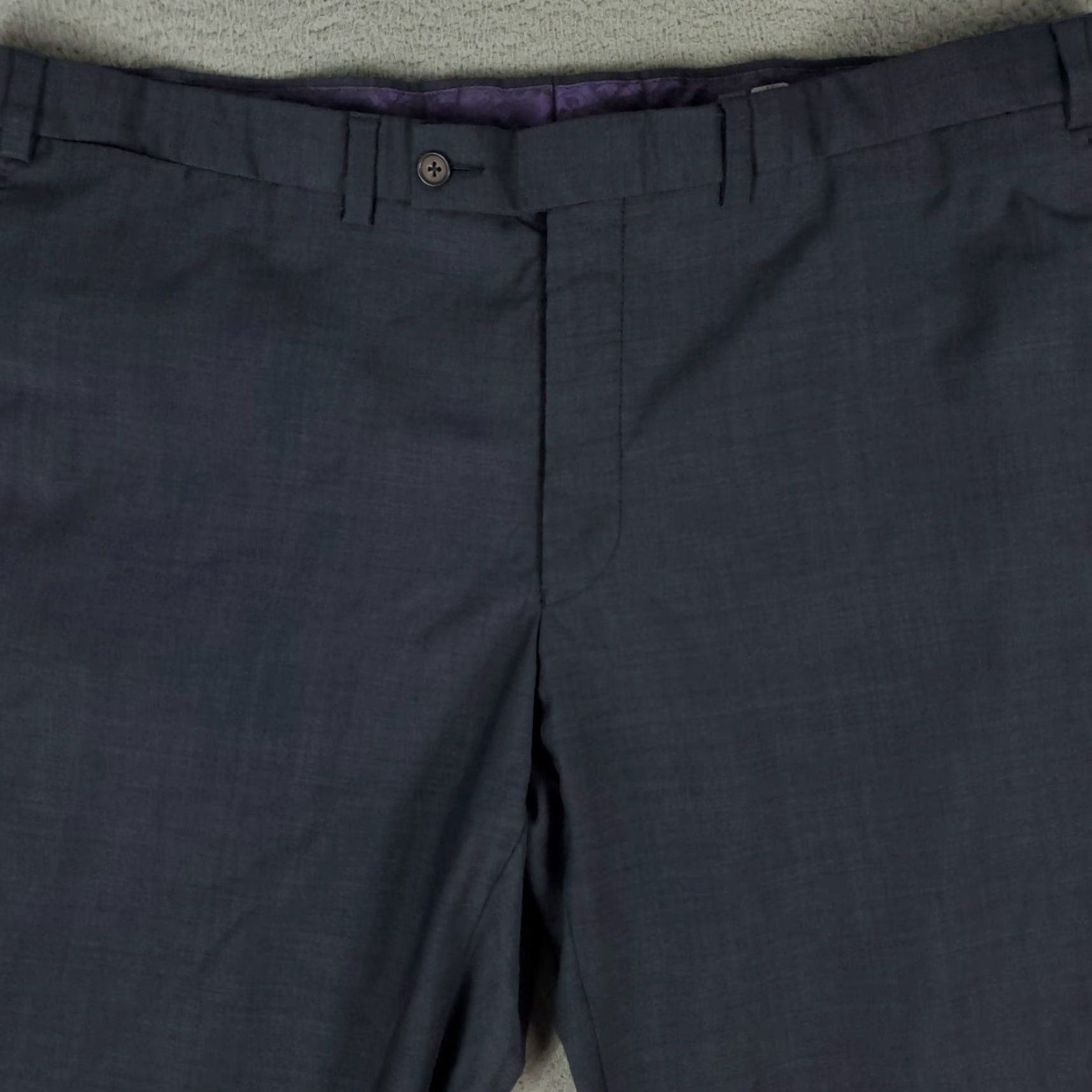 Ted Baker Ted Baker London Pants Mens 42x35 Blue/Gray Flat Front Dress Chino Trousers * Size US 42 / EU 58 - 2 Thumbnail