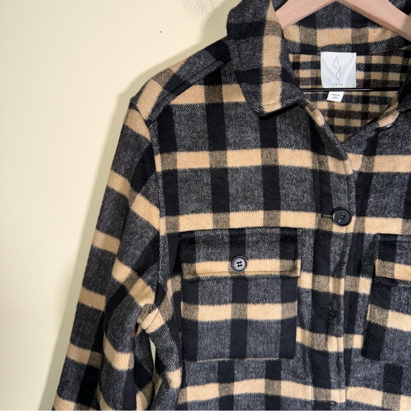 Joie JOIE Women's Checkered Teddy Flannel cropped shacket L Size L / US 10 / IT 46 - 4 Thumbnail