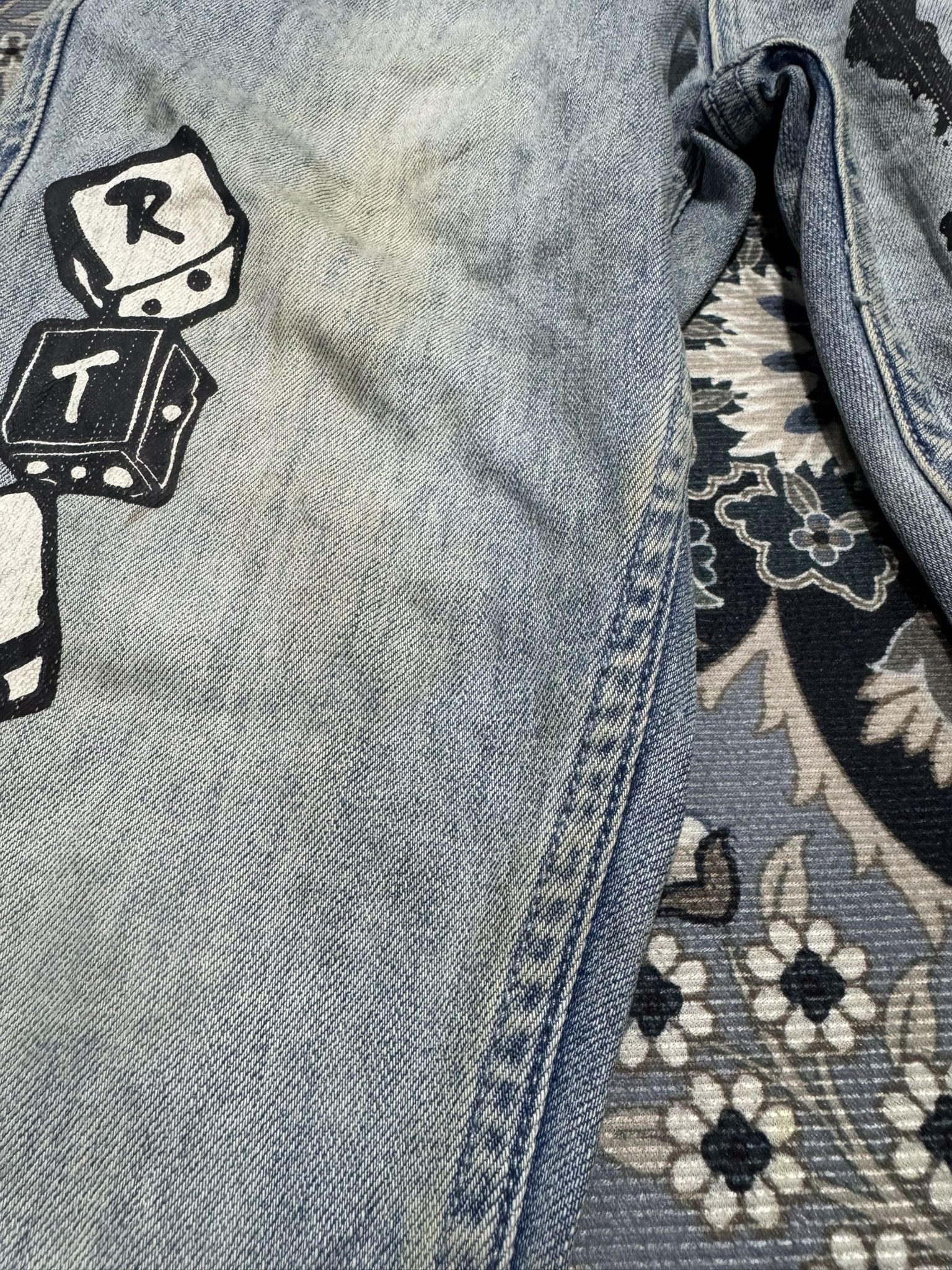 Japanese Brand Vintage Roll The Dice Graphic Printed Skinny Jeans Size US 29 - 7 Thumbnail