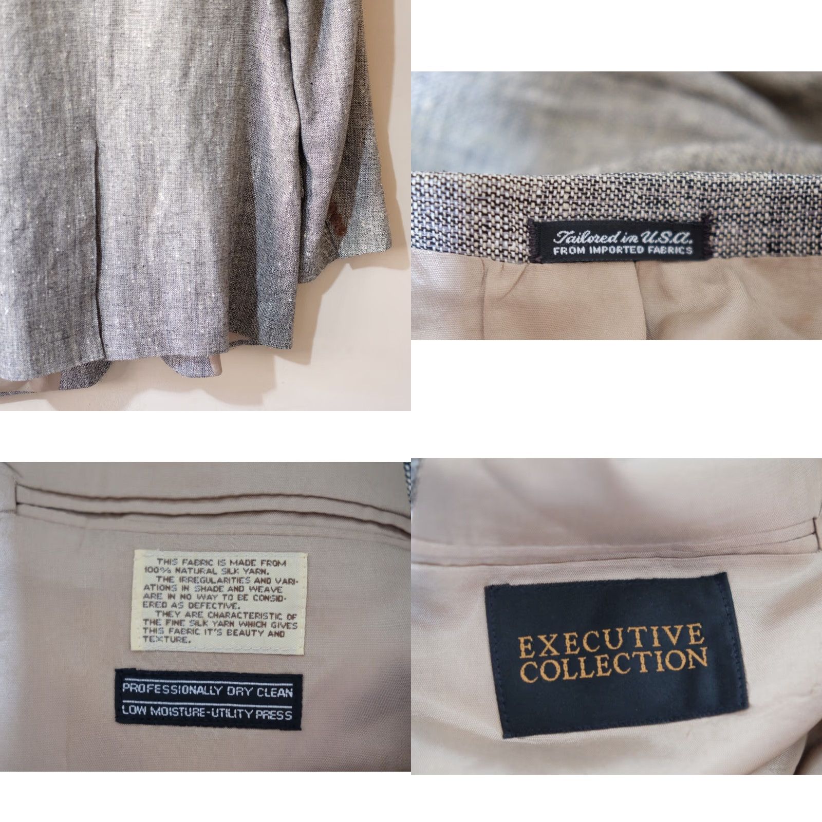Vintage VINTAGE Executive Collection Suit Jacket 46R Wool Silk Tweed Notch Lapel Men’s 90s Size 46R - 8 Thumbnail