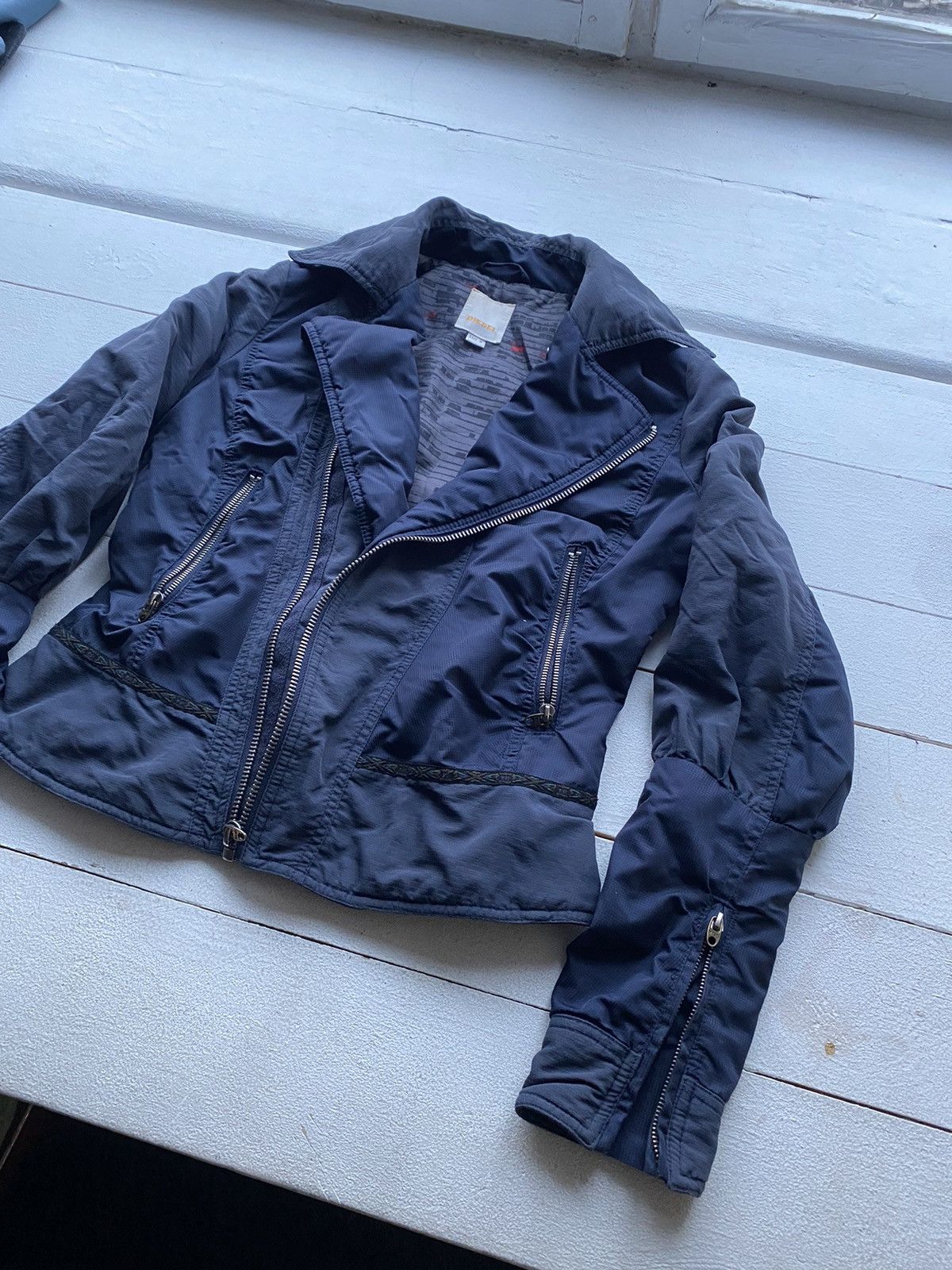 Diesel × If Six Was Nine 90s Diesel Biker Blue Jacket Nylon Insulated Womens Archive Size M / US 6-8 / IT 42-44 - 16 Thumbnail