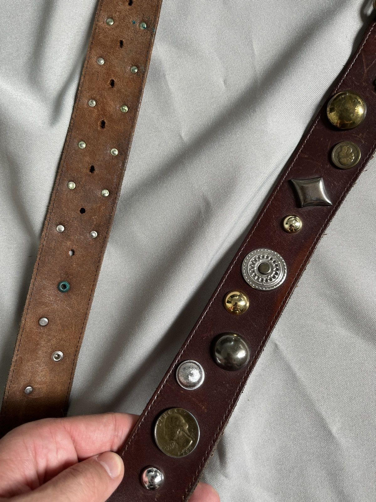 Cowboy Equipment Avant Garde Coins and Badges Leather Belt Size ONE SIZE - 20 Thumbnail