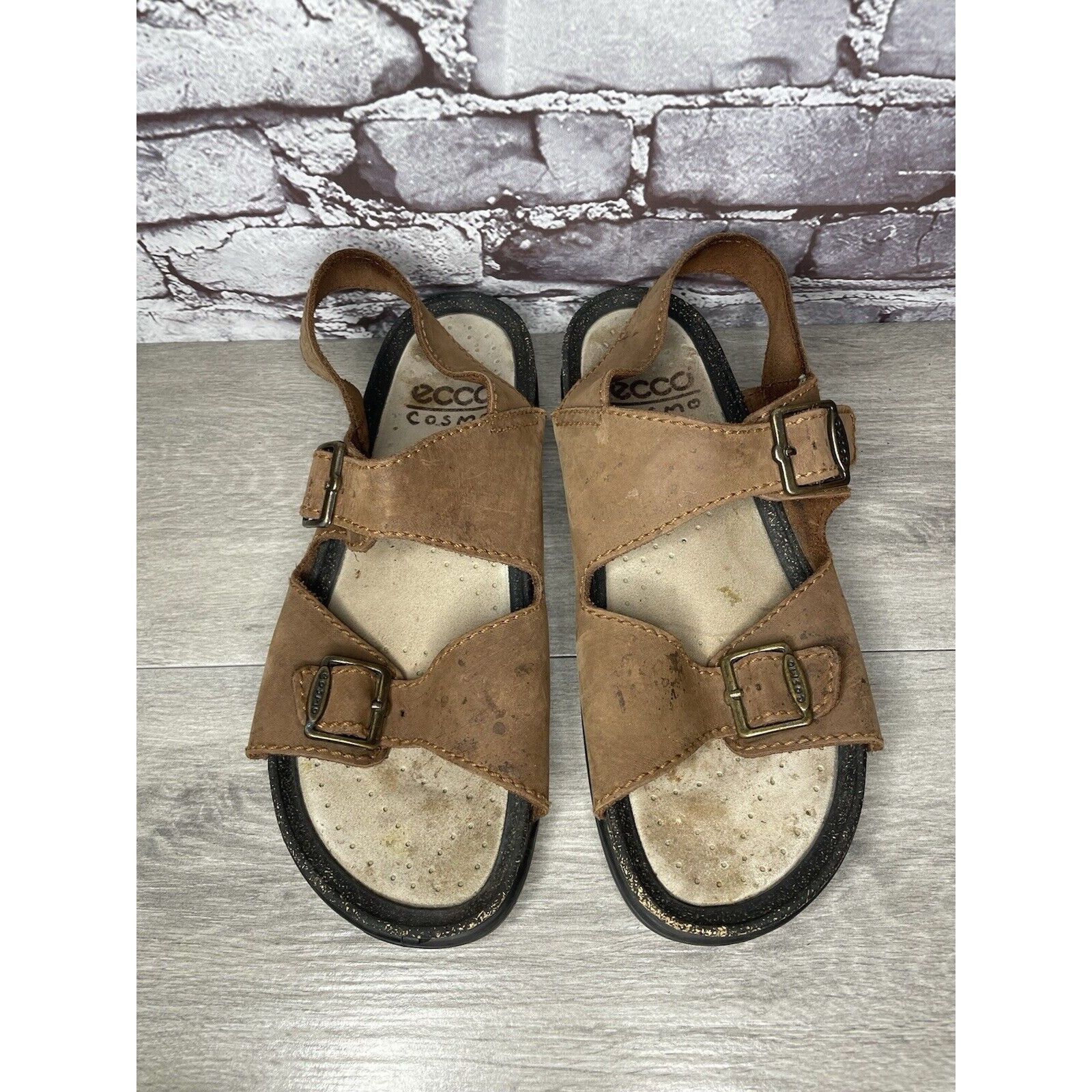 Ecco Ecco Cosmo Brown Leather Casual Comfort Cork Strap Sandals M Size US 13 / EU 46 - 2 Thumbnail