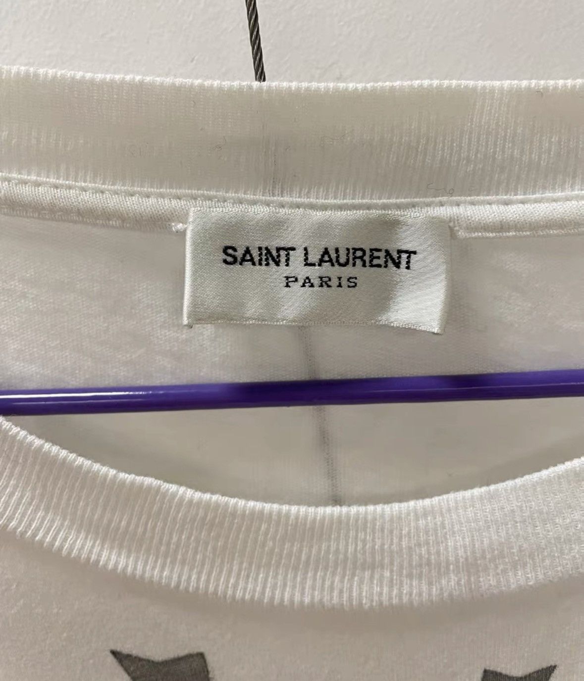 Saint Laurent Paris Saint Laurent Paris size os White Five-pointed Star Printe Size US M / EU 48-50 / 2 - 3 Thumbnail