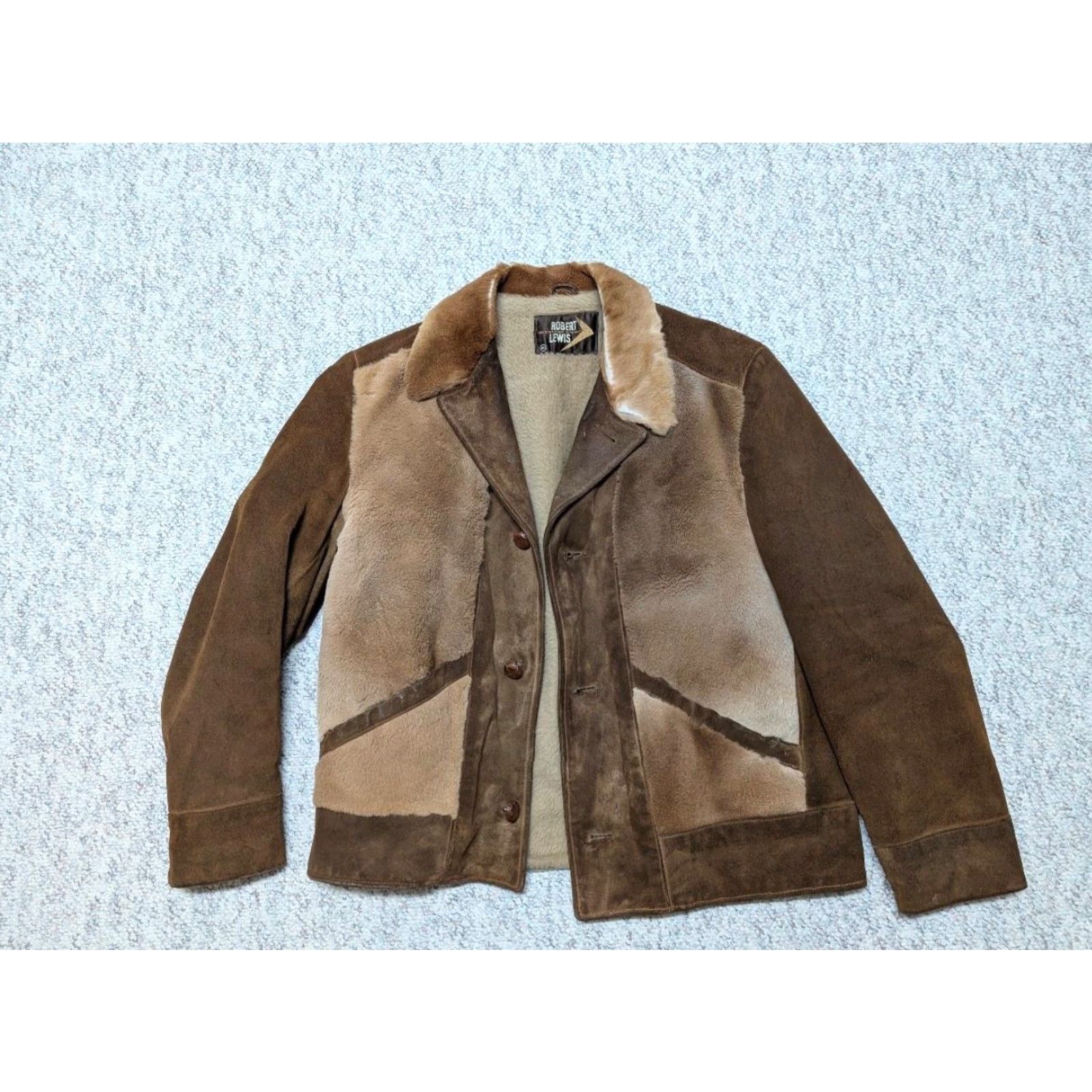 KangaROOS VINTAGE western suede leather KANGAROO FUR trucker jacket M Brown Cowboy safari 40 1960s 1970s boho Mens Size US M / EU 48-50 / 2 - 4 Thumbnail