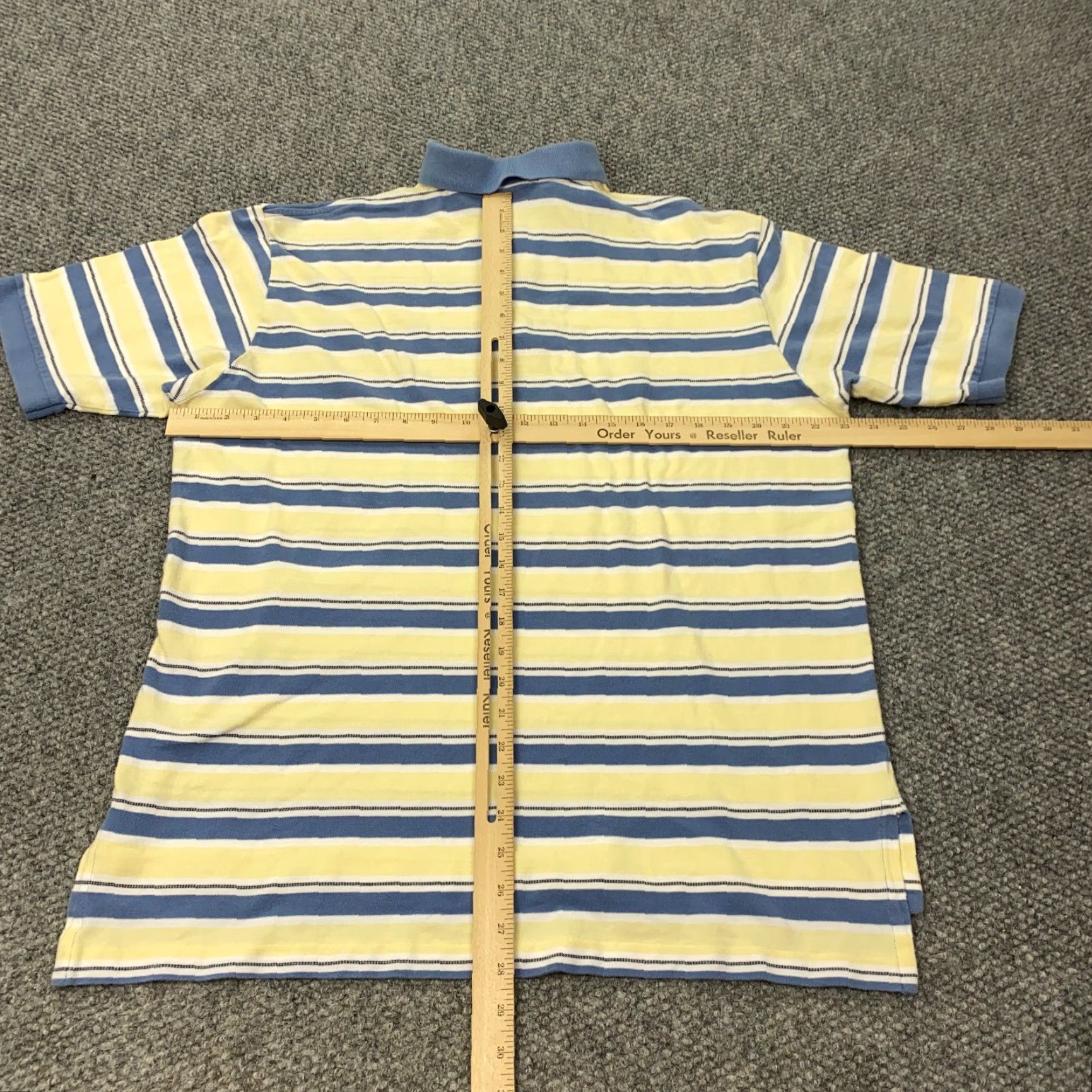 Polo Ralph Lauren VINTAGE Polo Ralph Lauren Polo Shirt Mens XL Yellow Blue Striped Short Sleeve Pony Size US XL / EU 56 / 4 - 7 Thumbnail