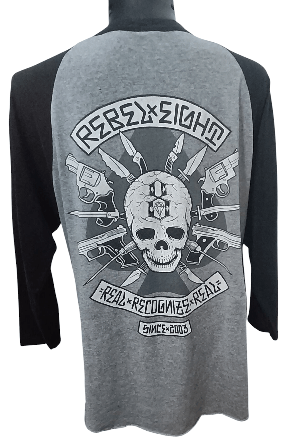 Rebel8 × Vintage REBEL 8 SKULL 3 QUARTER STREETWEAR SHIRT Size US XL / EU 56 / 4 - 2 Thumbnail