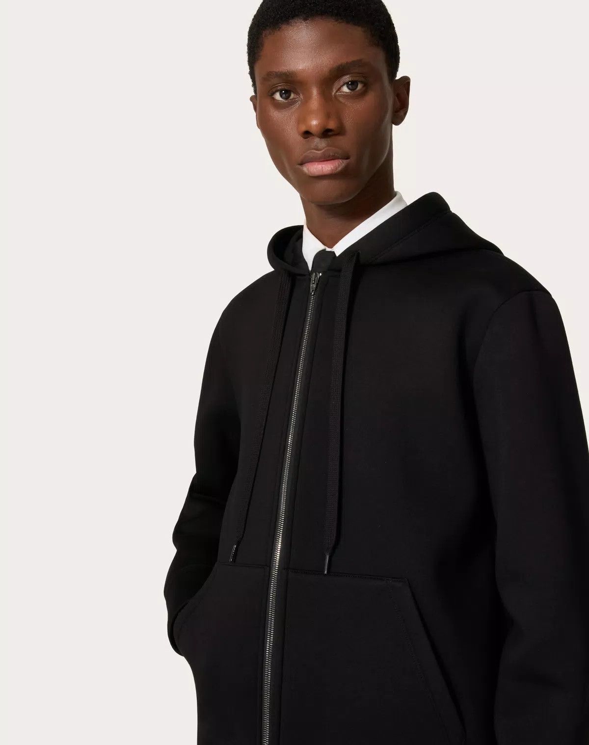 Valentino oc11z0725 Neoprene Sweatshirt With Hood And Zip in Black Size US S / EU 44-46 / 1 - 5 Thumbnail
