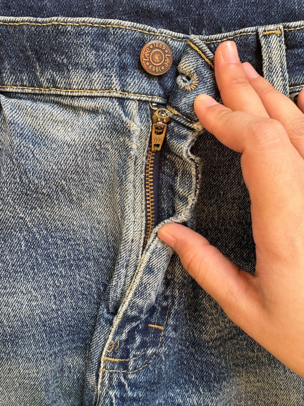 Lee SALES🔥Vintage Lee Mud Wash Distressed Loose Jeans Size US 33 - 3 Thumbnail
