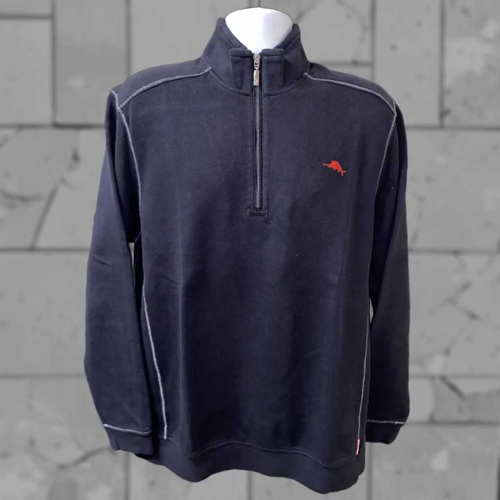 Tommy Bahama Tommy Bahama Sweater Pullover 1/2 Zip Dark Blue Men L Size Relaxed Fit Size US L / EU 52-54 / 3 - 1 Thumbnail
