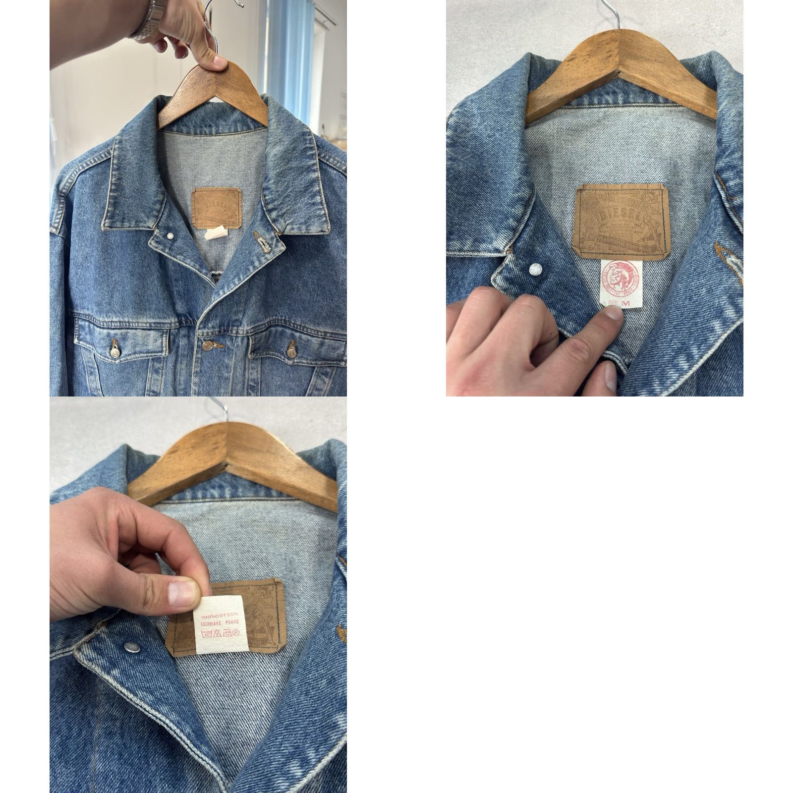 Diesel VINTAGE Diesel 90s Box Fit Button Up Denim Jacket Men M Blue Denim Jacket Bomber Style Regular Fit Casual Mens Size US 31 - 9 Thumbnail