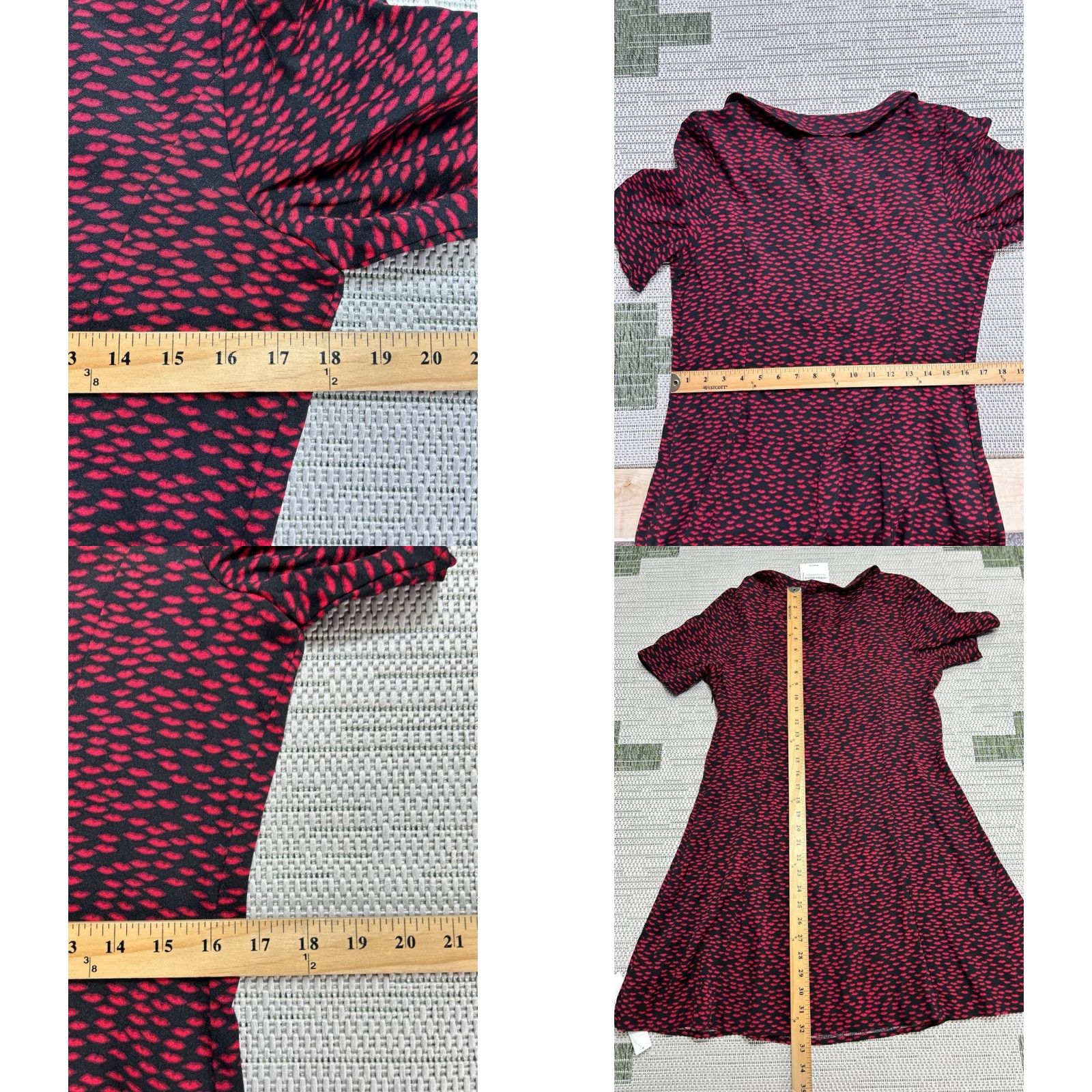 Reformation Reformation Neta Shift Dress Womens 10 Red Stretch French Kiss Allover Print New Size 32" / US 10 / IT 46 - 8 Thumbnail