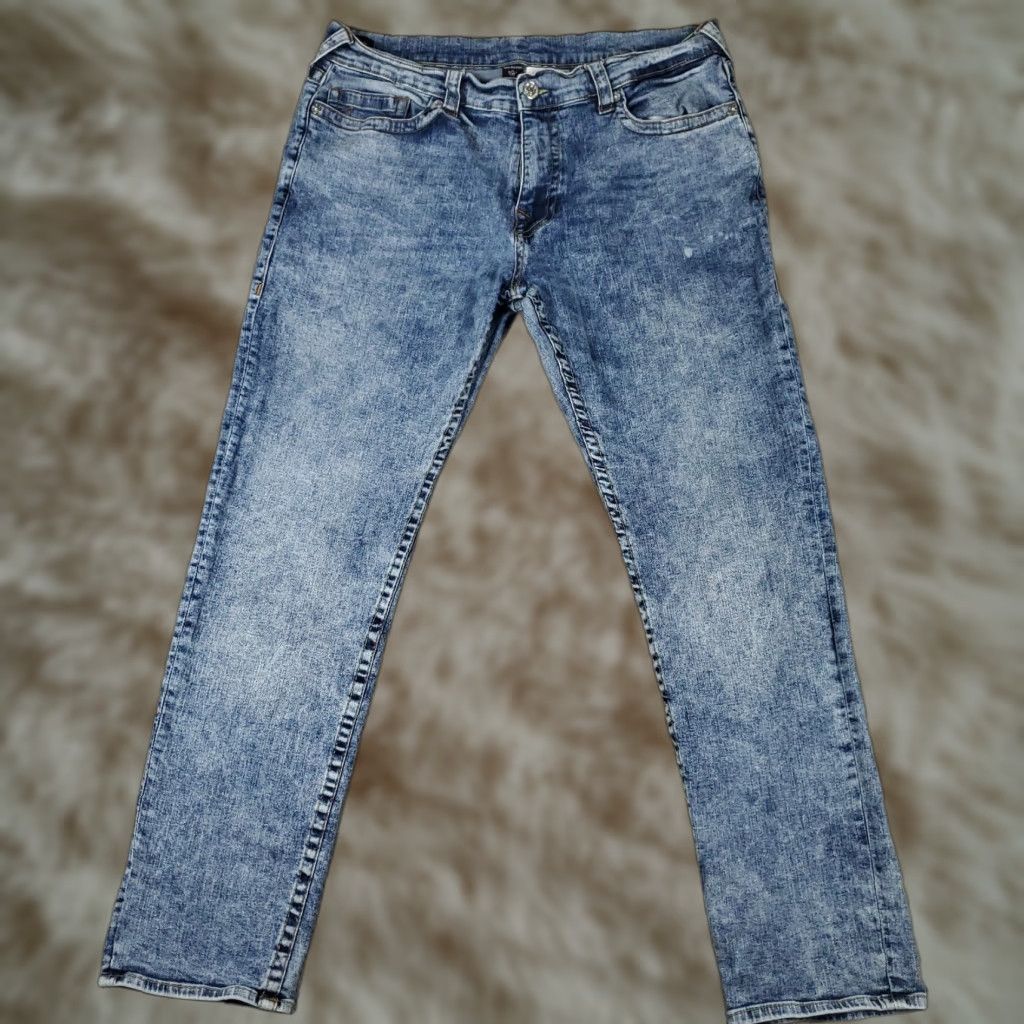 True Religion True Religion Jeans Mens 40x32 Blue Acid Wash Geno Relaxed Slim Straight Pants Size US 40 / EU 56 - 1 Thumbnail