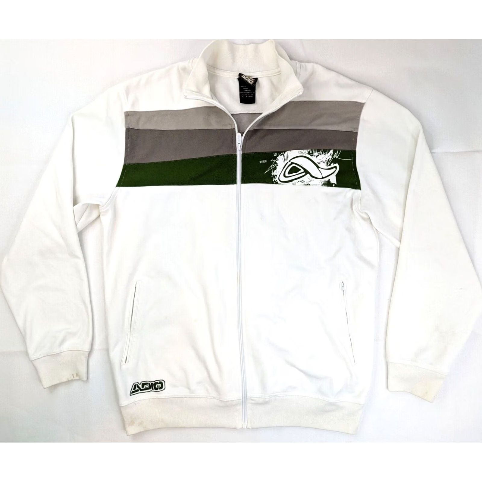 Vintage VINTAGE ADIO Skateboard Full Zip Sweater Men XL White Green Heavyweight Streetwear 90s Mens XL Size US XL / EU 56 / 4 - 2 Thumbnail