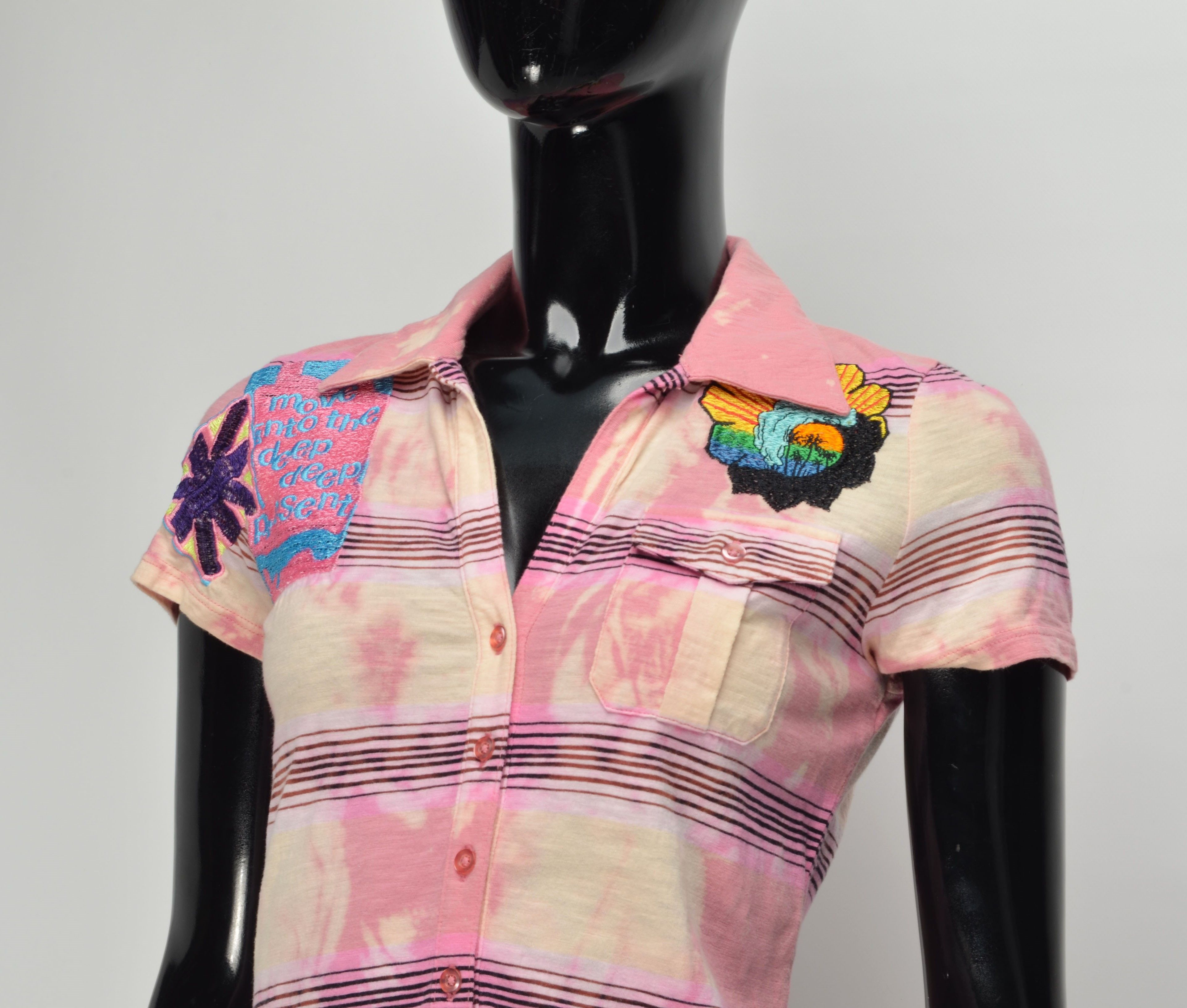 Custo Barcelona × Designer × Vintage Vintage Custo Barcelona Y2K Tie-Dye Striped Polo Dress Size S / US 4 / IT 40 - 2 Thumbnail