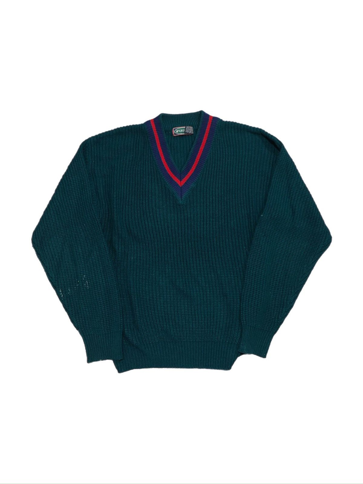 Vintage 90s McGregor Vneck Knit Sweater Size US L / EU 52-54 / 3 - 1 Thumbnail