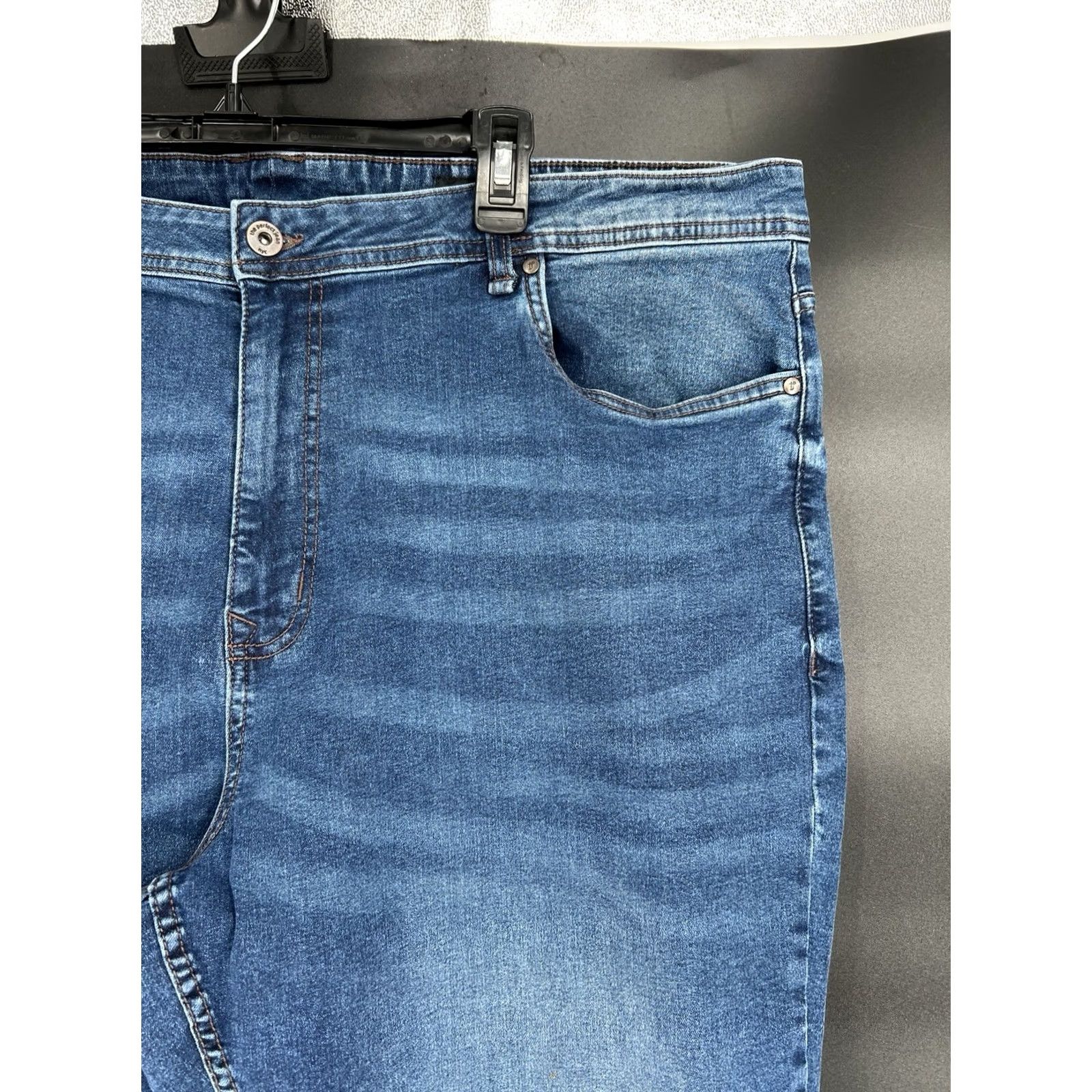 Denime the perfect jean nyc Jeans Men 44x30 Athletic Fit Stretch Straight Blue Denim 5-Pocket Zip Button Closure Regular Size Mens Size US 44 / EU 60 - 4 Thumbnail