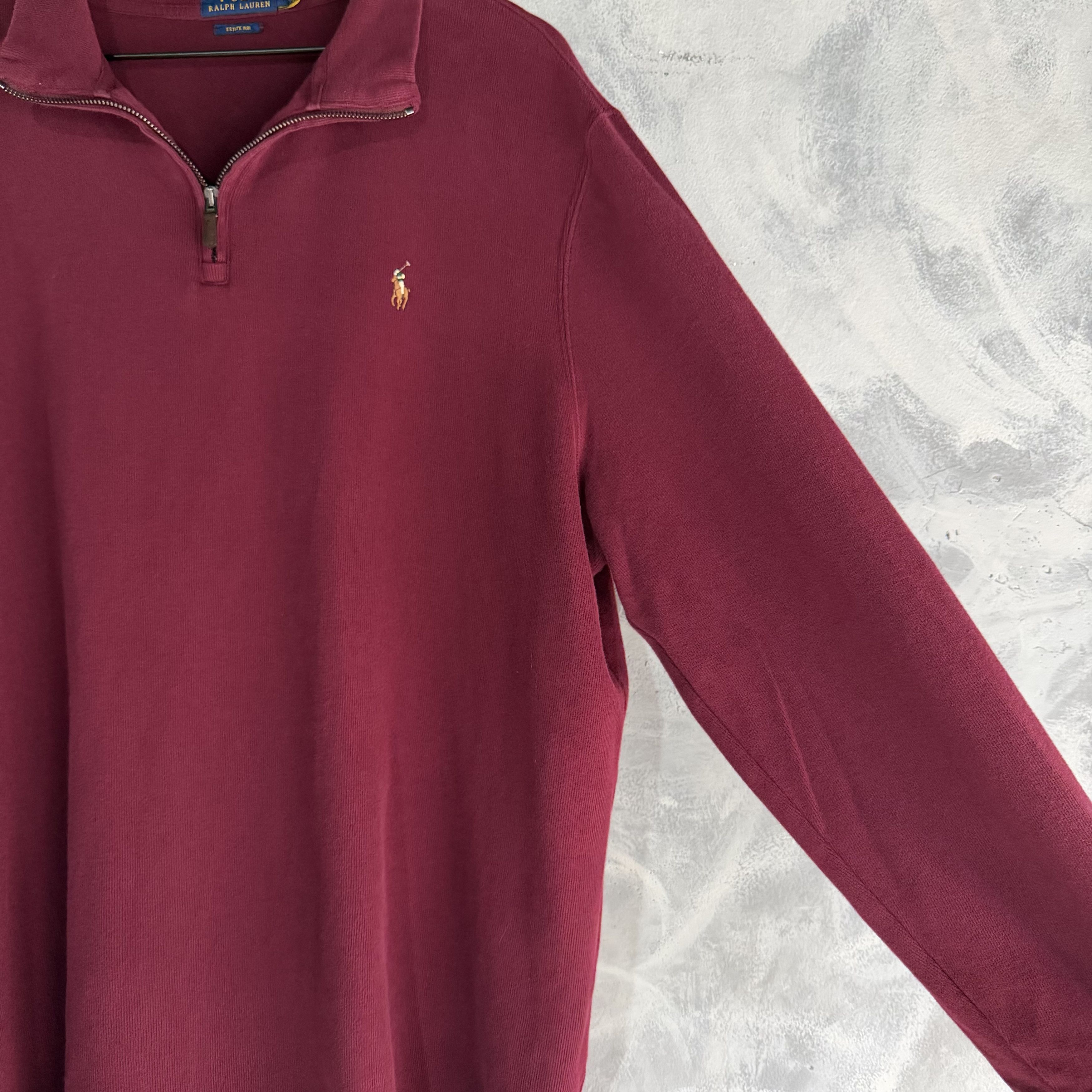 Polo Ralph Lauren Polo Ralph Lauren Sweater Mens XL Dark Red Burgundy 1/4 Zip Size US XL / EU 56 / 4 - 4 Thumbnail