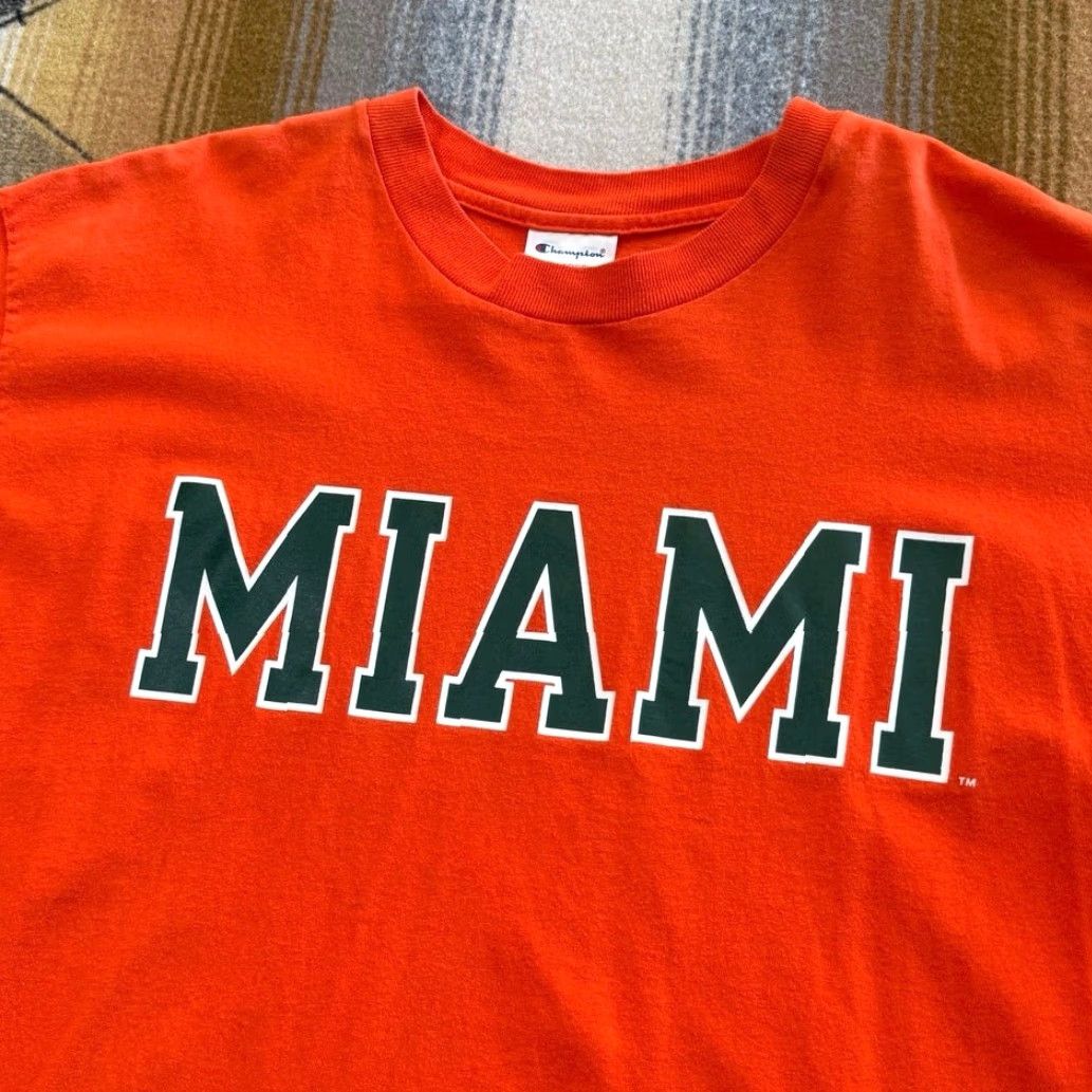 Champion VINTAGE Champion Miami Hurricanes Spell Out T-Shirt XL Orange Mens 90s College Sports Short Sleeve Size US XL / EU 56 / 4 - 3 Thumbnail