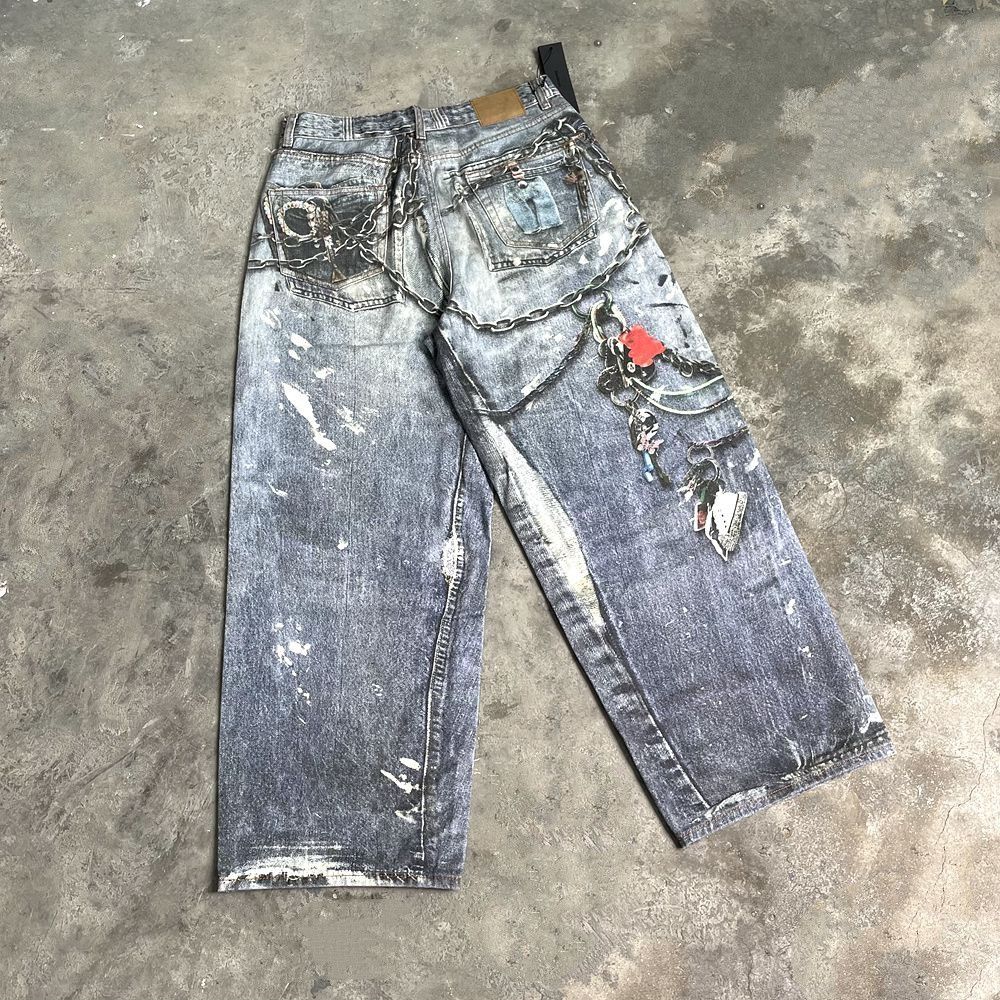 Designer × Japanese Brand Printed Streetwear Baggy Jean Size US 34 / EU 50 - 2 Thumbnail