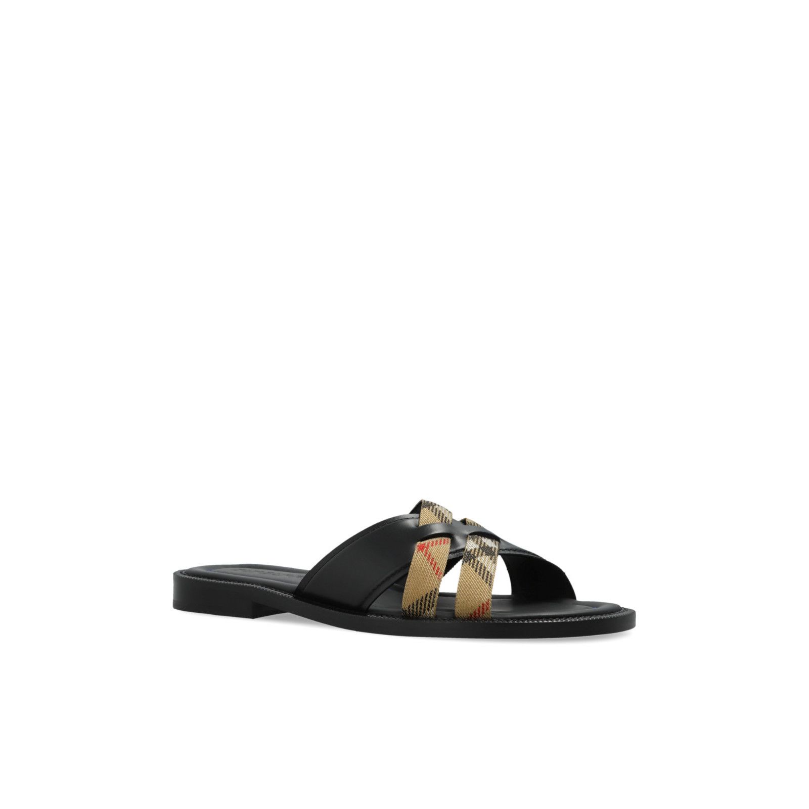 Burberry Burberry Black Check Leather Slides New And Authentic (Men's Size US 9 / EU 42 - 2 Thumbnail