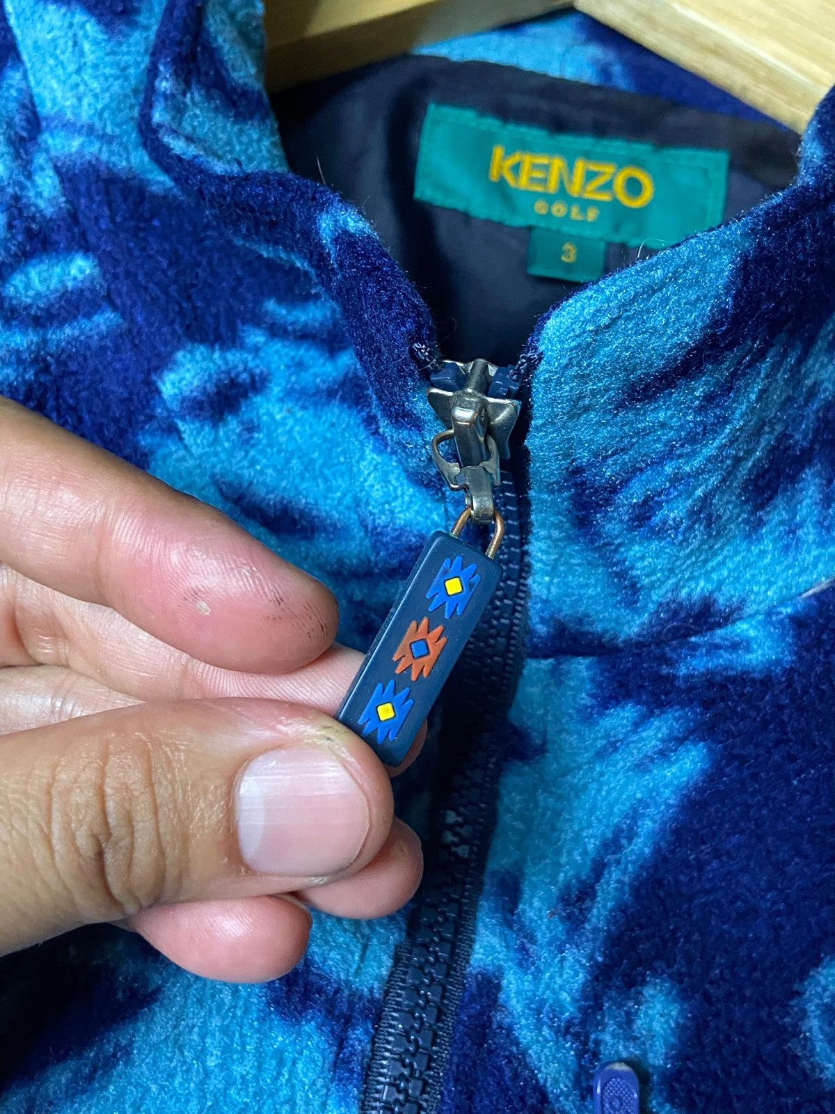 Japanese Brand × Kenzo × Vintage KENZO GOLF Fish Patterned Fleece Jacket (132) Size US S / EU 44-46 / 1 - 12 Thumbnail