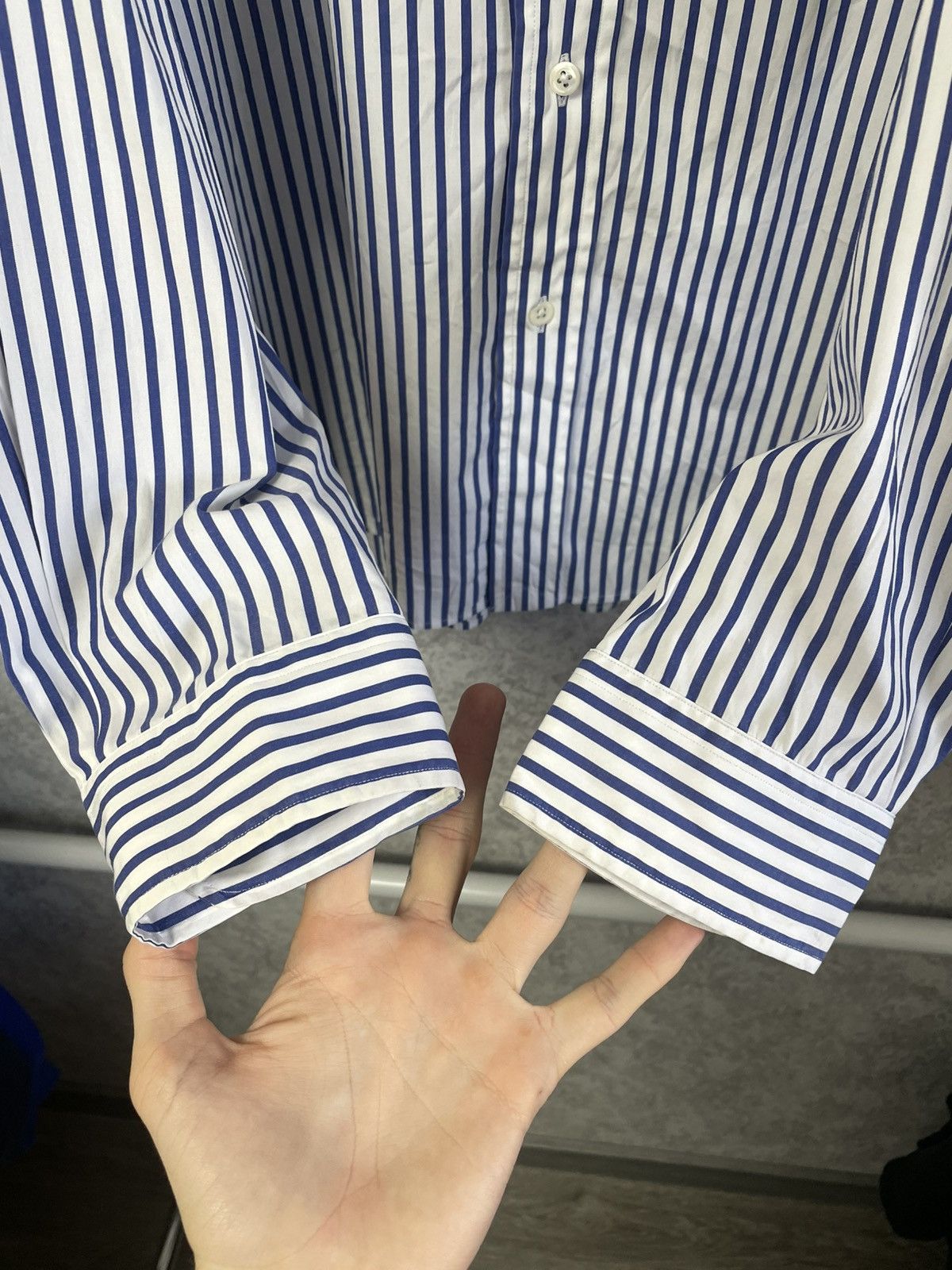 Polo Ralph Lauren Polo Ralph Lauren Striped White/Blue Basic Long Sleeve Shirt Size US XL / EU 56 / 4 - 11 Thumbnail