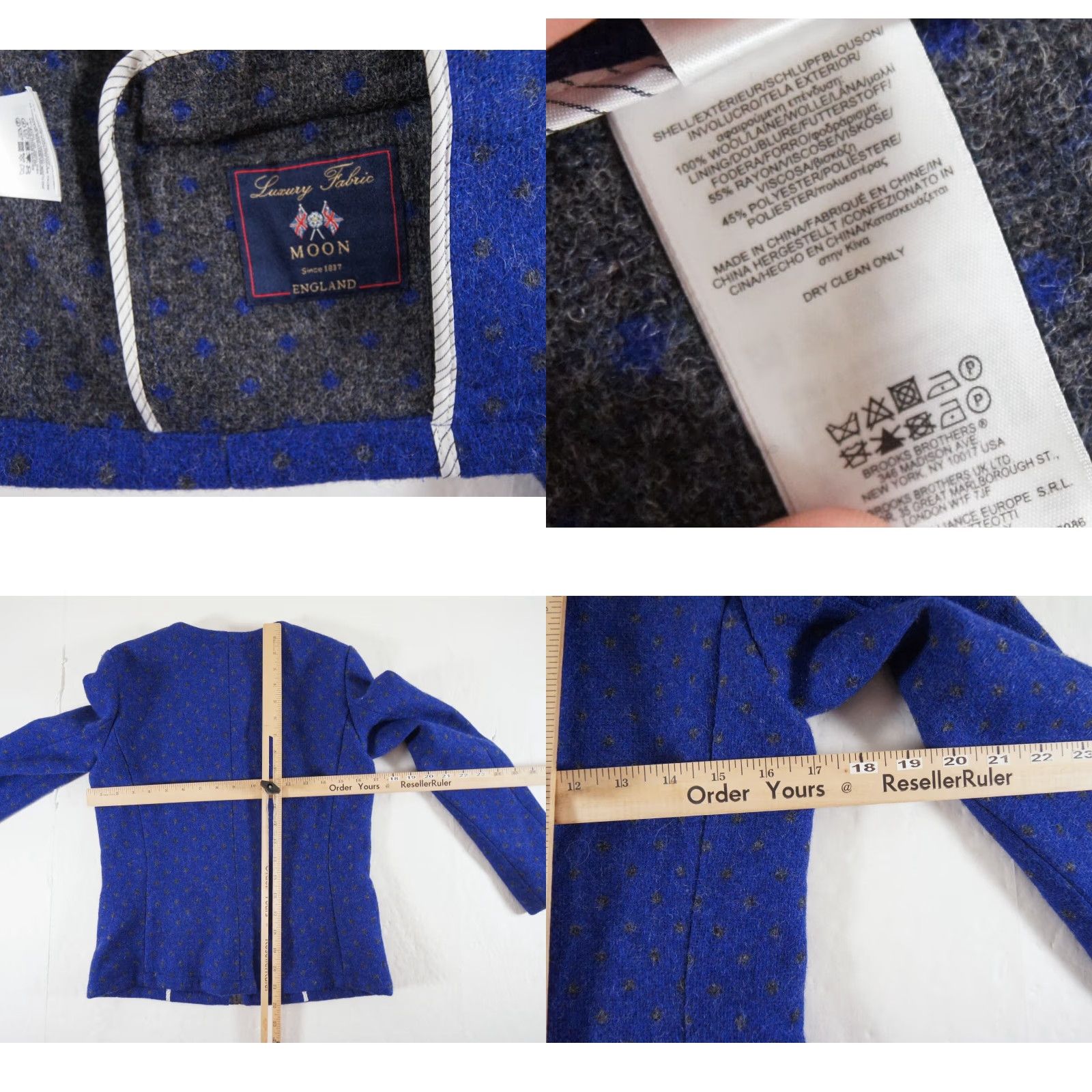 Brooks Brothers Brooks Brothers Womens Blazer Size 0 Blue Wool Full Zip Regular Fit Size XS / US 0-2 / IT 36-38 - 8 Thumbnail