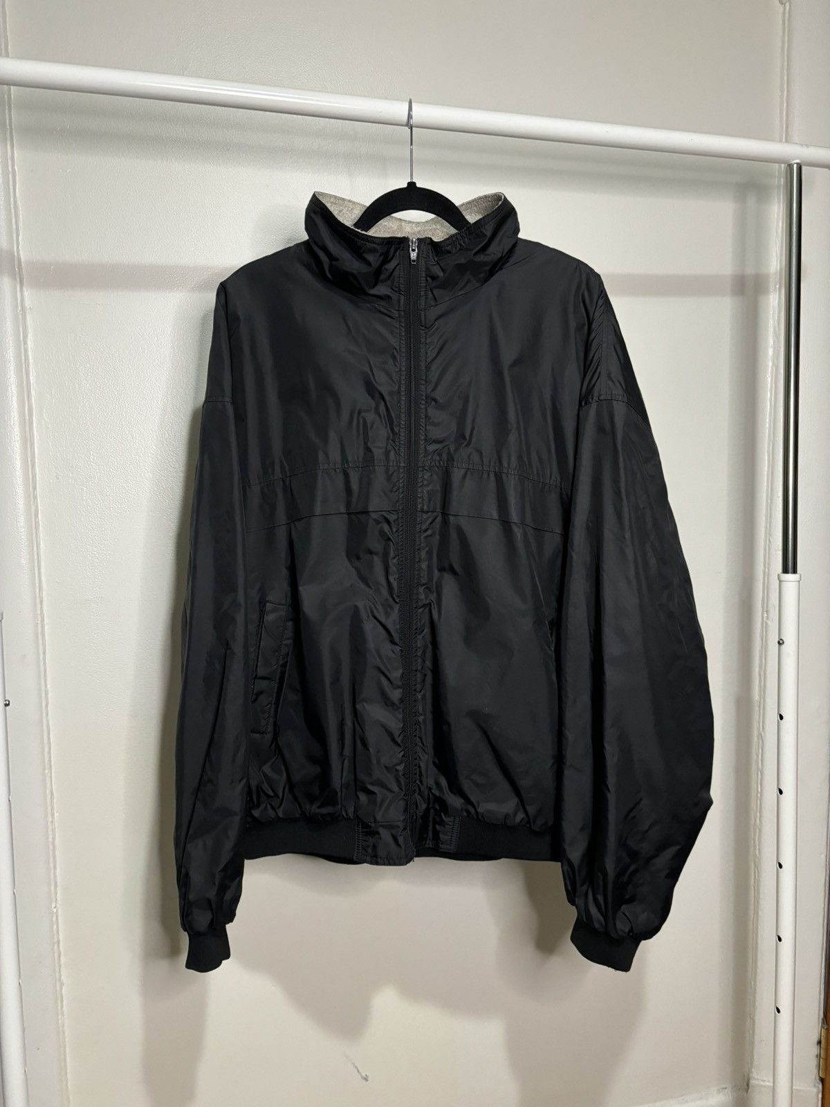 Vintage Vintage 1990s Black Oversize Boxy Nylon Fleece Line Jacket Size US XL / EU 56 / 4 - 1 Thumbnail