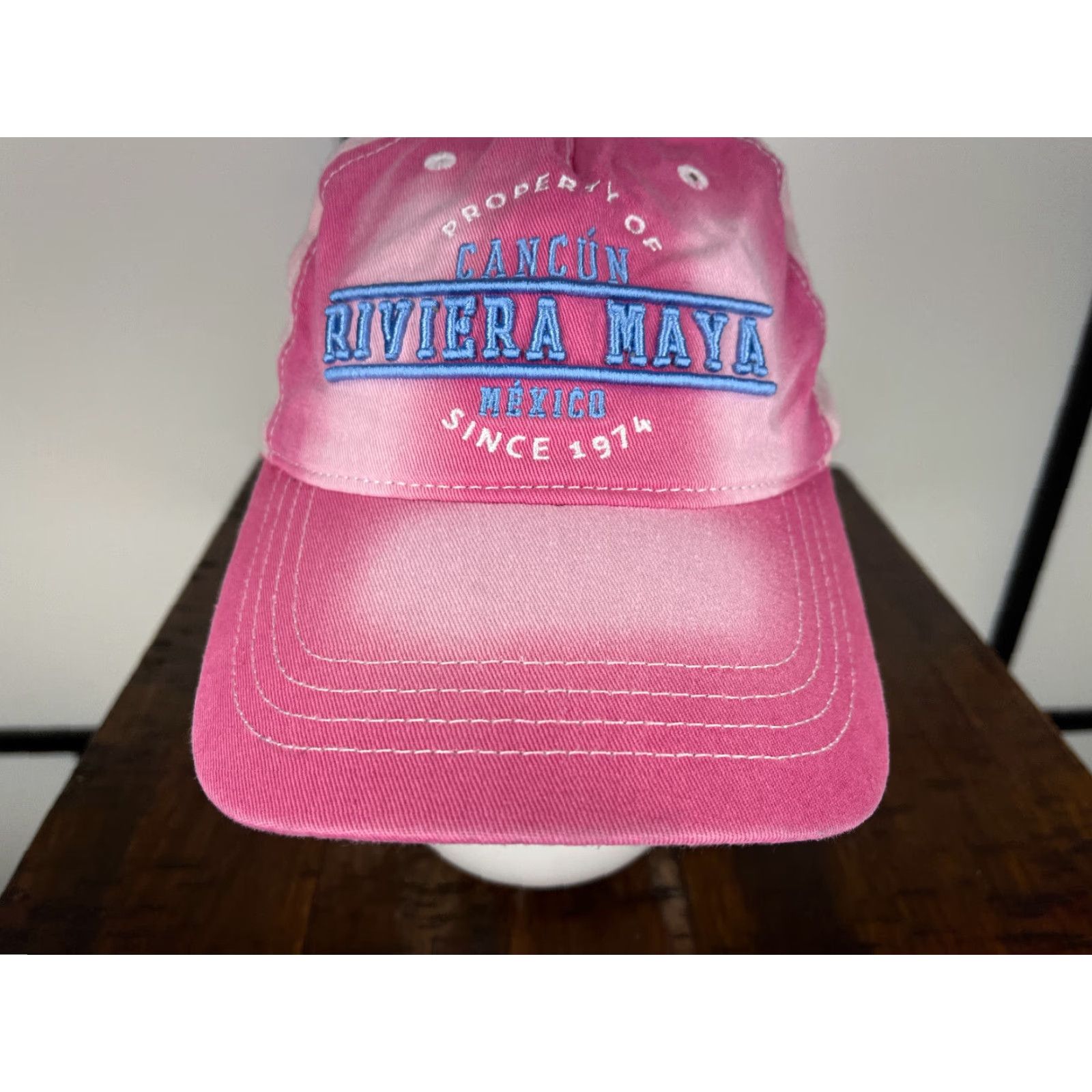 Vintage VINTAGE Cancún Mexico Riviera Maya 1974 Hat Cap Strap Back Adult One Size Pink Cotton Size ONE SIZE - 3 Thumbnail