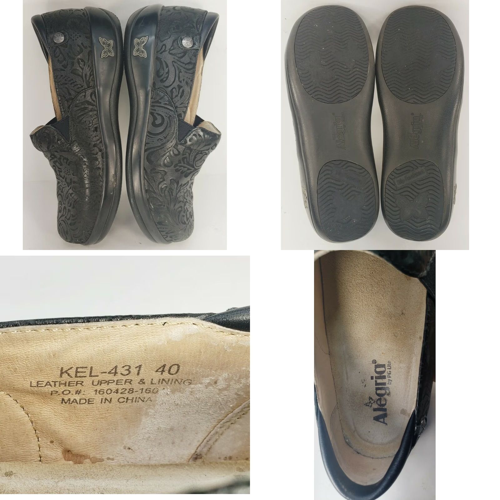 Vintage Alegria Women's Keli Professional Clog Black Floral Pattern Sz 9M 40EU Size ONE SIZE - 8 Thumbnail