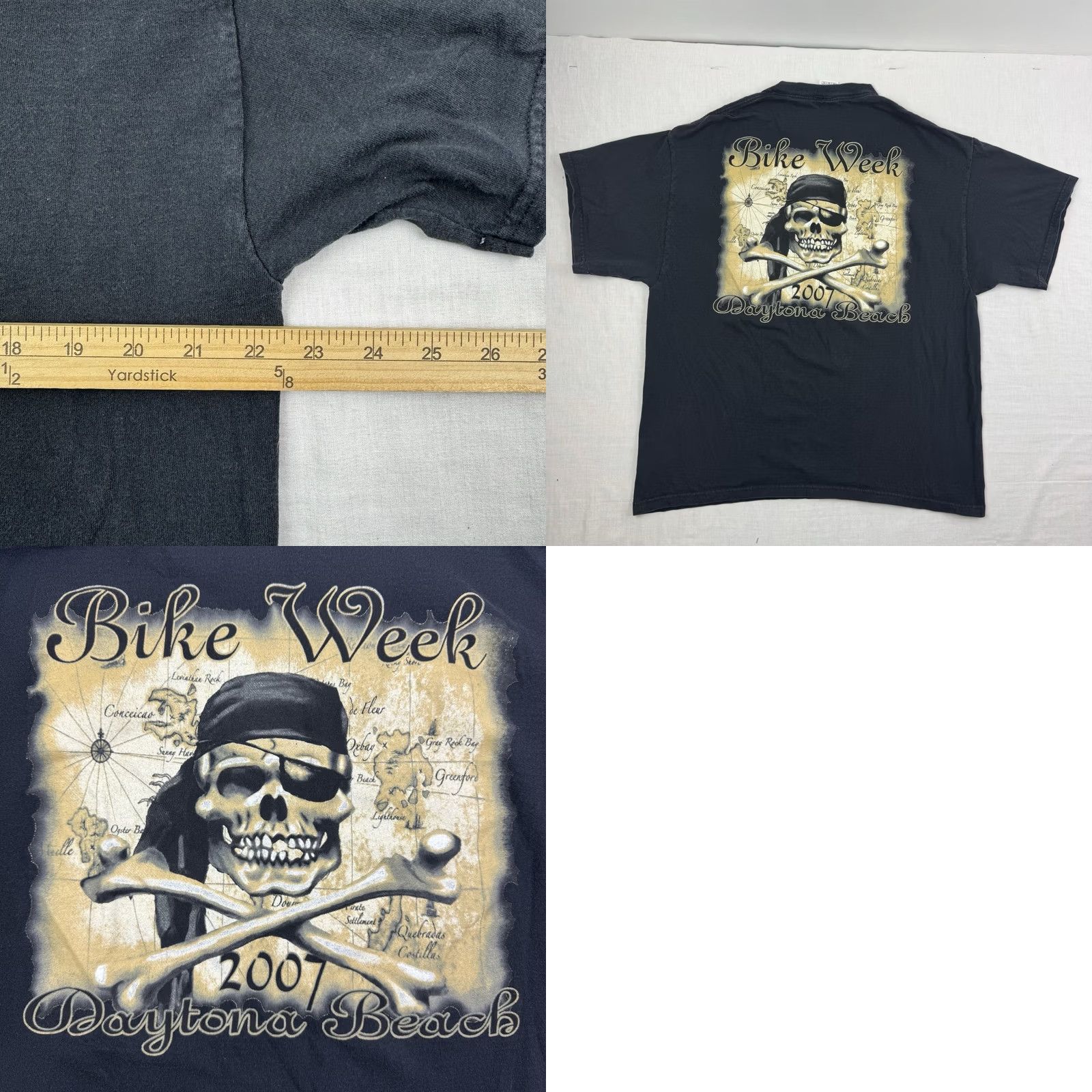 Delta VINTAGE Daytona Beach Bike Week T Shirt Adult XL Pirate Skeleton Biker Size US XL / EU 56 / 4 - 8 Thumbnail