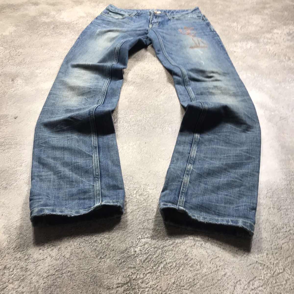 Vintage Vintage 90s Iceberg Distressed Baggy Flared Jeans Grunge 29 Size US 29 - 1 Thumbnail
