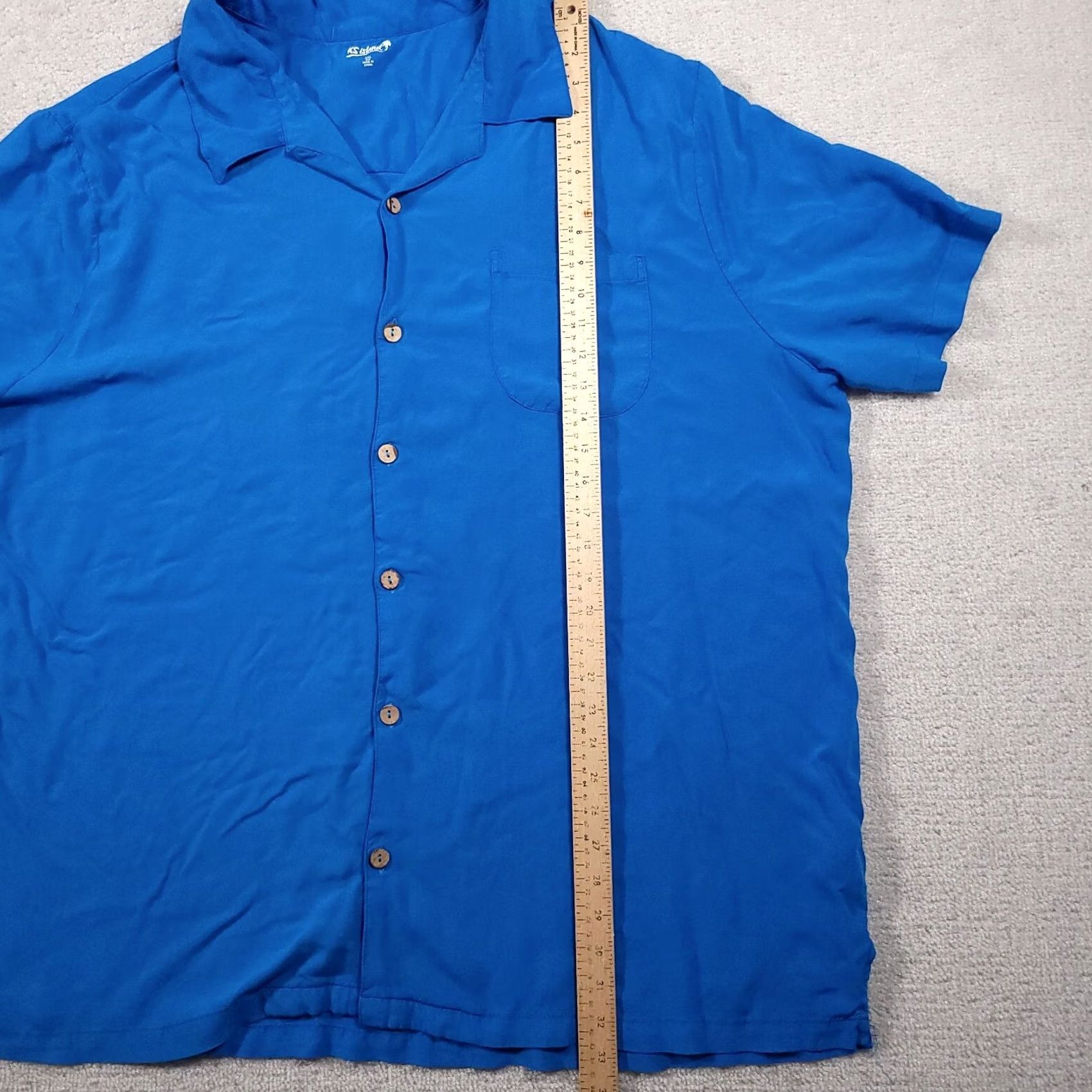 Vintage VINTAGE KS ISLAND Hawaiian Shirt Mens 3XL King Size Blue Rayon Button Up Short Sleeve Size US XXL / EU 58 / 5 - 7 Thumbnail