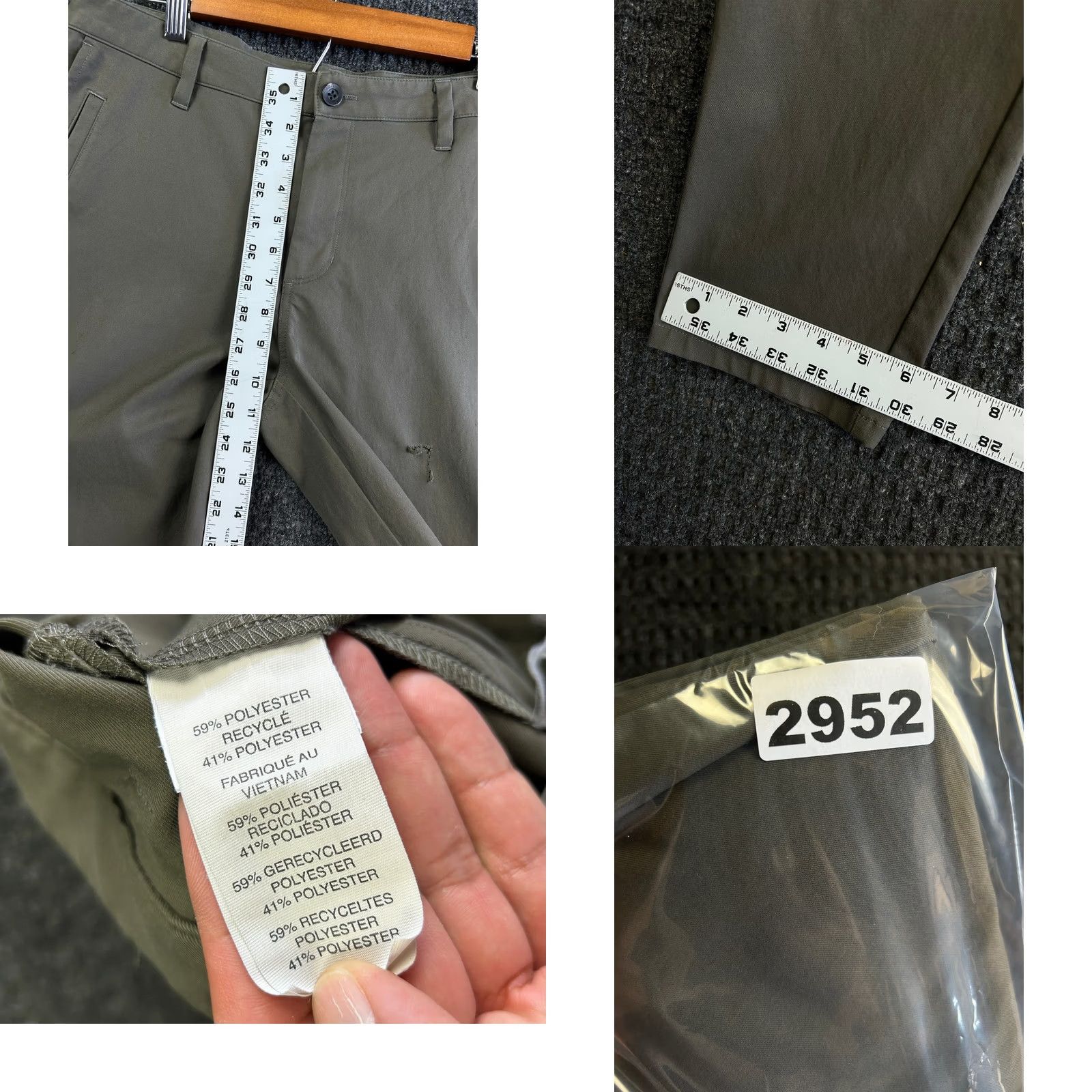 Vuori Vuori Mens Pants Cascade Tech Chino 32 Green Slim Tapered Inseam 30 Regular Size US 32 / EU 48 - 9 Thumbnail