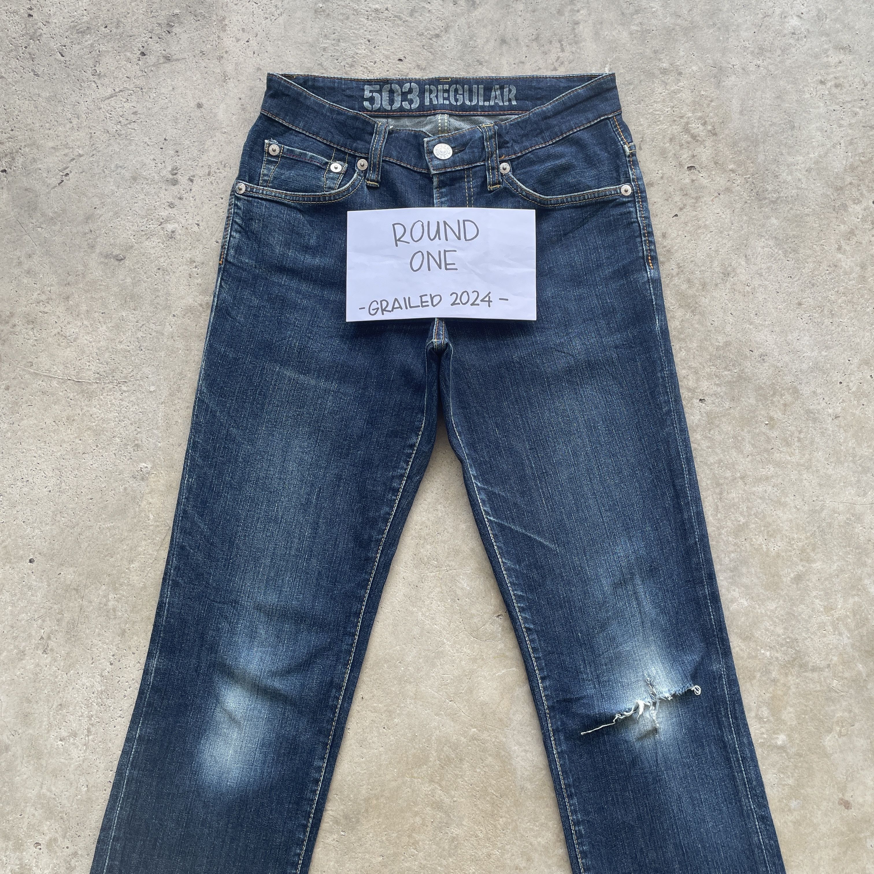 Edwin × Jean VINTAGE EDWIN 503 REGULAR JEANS DISTRESSED FADED DENIM PANTS Size US 30 / EU 46 - 3 Thumbnail