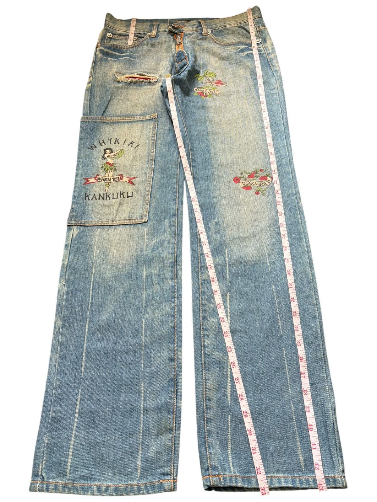 Dsquared2 Vintage Dsquared Limited Design Cargo Distress Loose Jeans Size 32" / US 10 / IT 46 - 6 Thumbnail