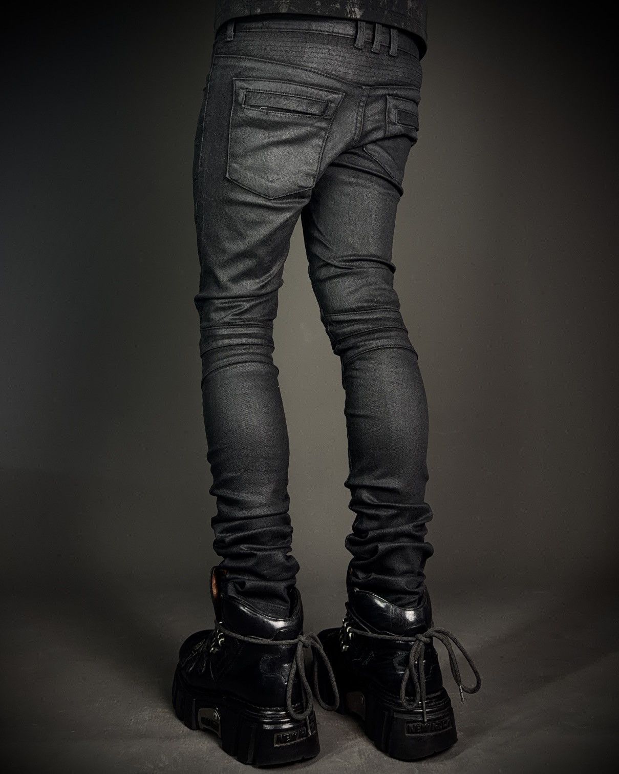 Other GENIE BLEU Japanese Waxed Skinny Biker Jeans Size US 31 - 2 Thumbnail