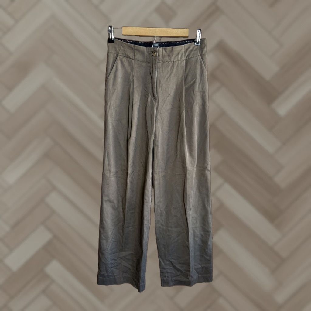 Anthropologie Anthropologie The Essential Wide-Leg Pants Brown Buckle Back 0 Women Size 0 Twill Pockets Wide Leg High Rise Cotton Blend Relaxed Classic Size 25" / US 0 / IT 36 - 1 Thumbnail