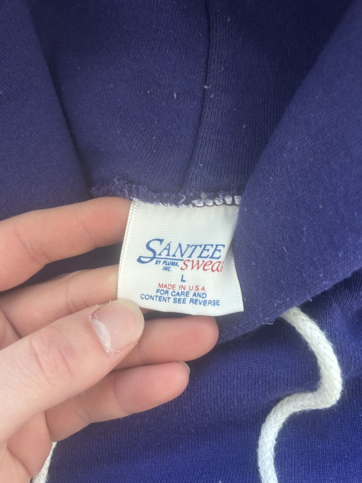 Vintage Vintage 90s Santee Heavyweight Hoodie Boxy Fit Size US L / EU 52-54 / 3 - 3 Thumbnail