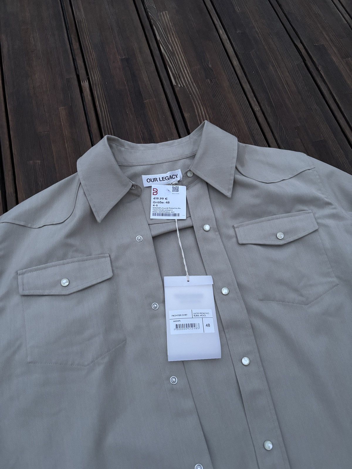 Our Legacy Our Legacy Frontier Shirt Lucid Pistachio Rural Wool Size US M / EU 48-50 / 2 - 8 Thumbnail