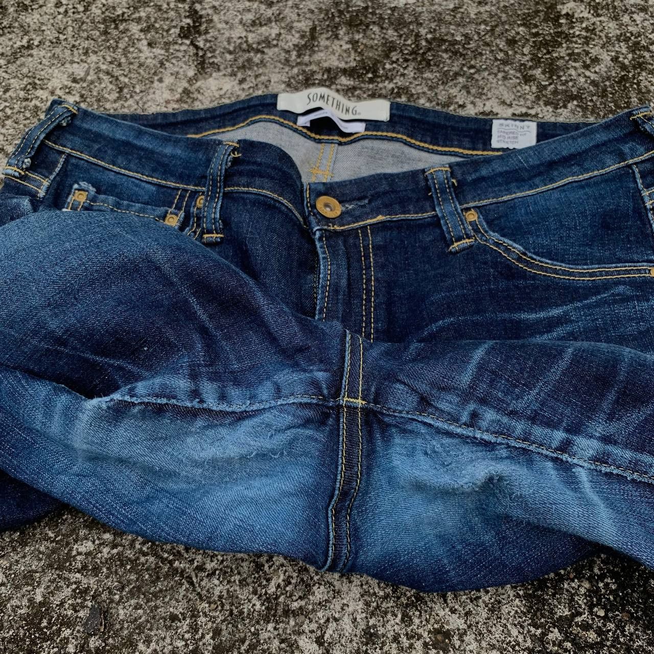 Japanese Brand Women Something Skinny Tapered Jeans Blue Wash Denim Size 34" / US 12 / IT 48 - 13 Thumbnail