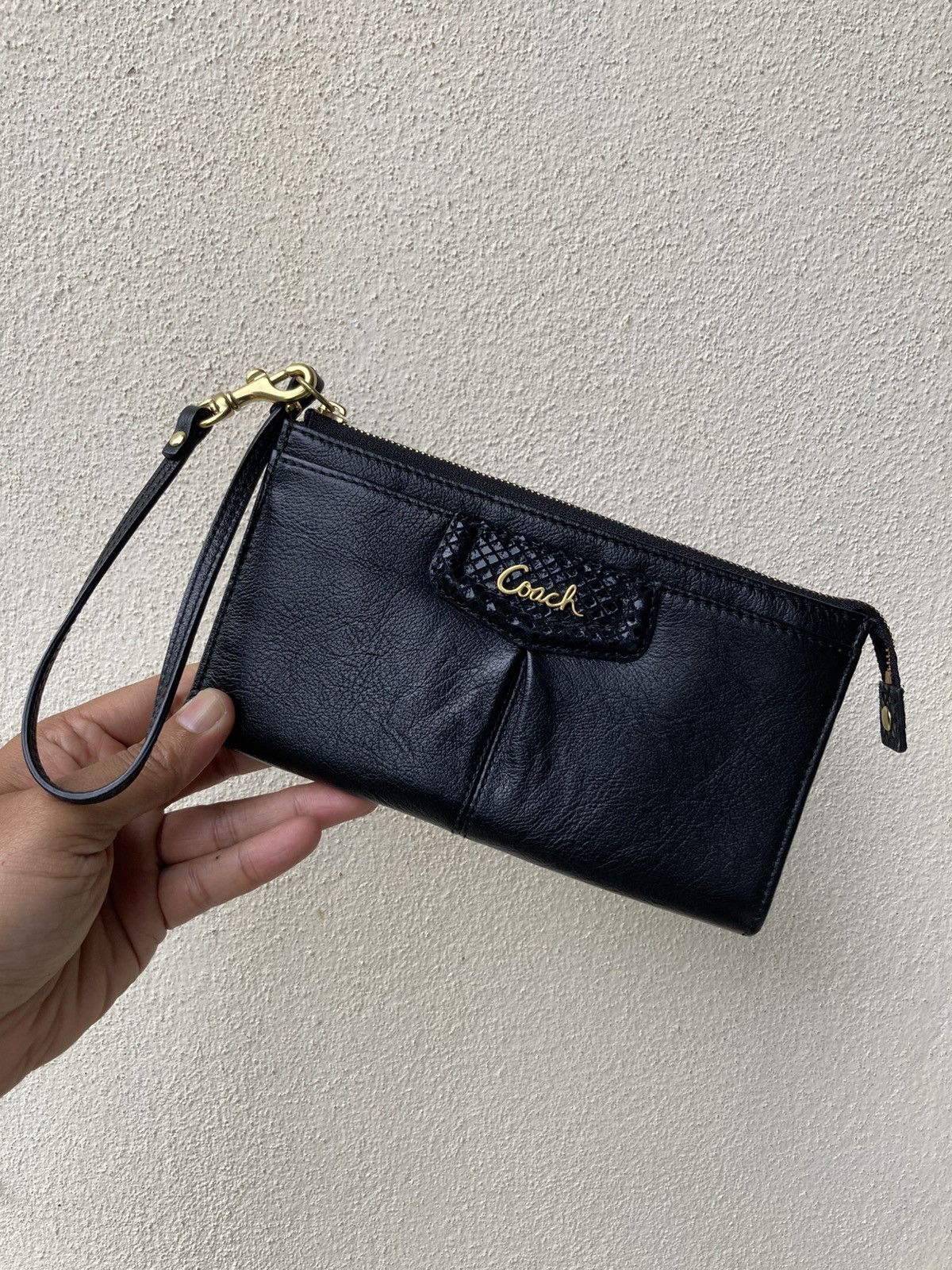 Coach Madison Black Leather Wristlet Wallet