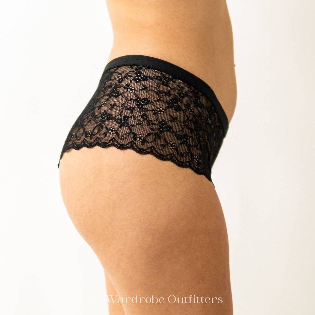 Designer Black Sheer Mesh Lace Cheeky Hipster Panties Size ONE SIZE - 4 Thumbnail