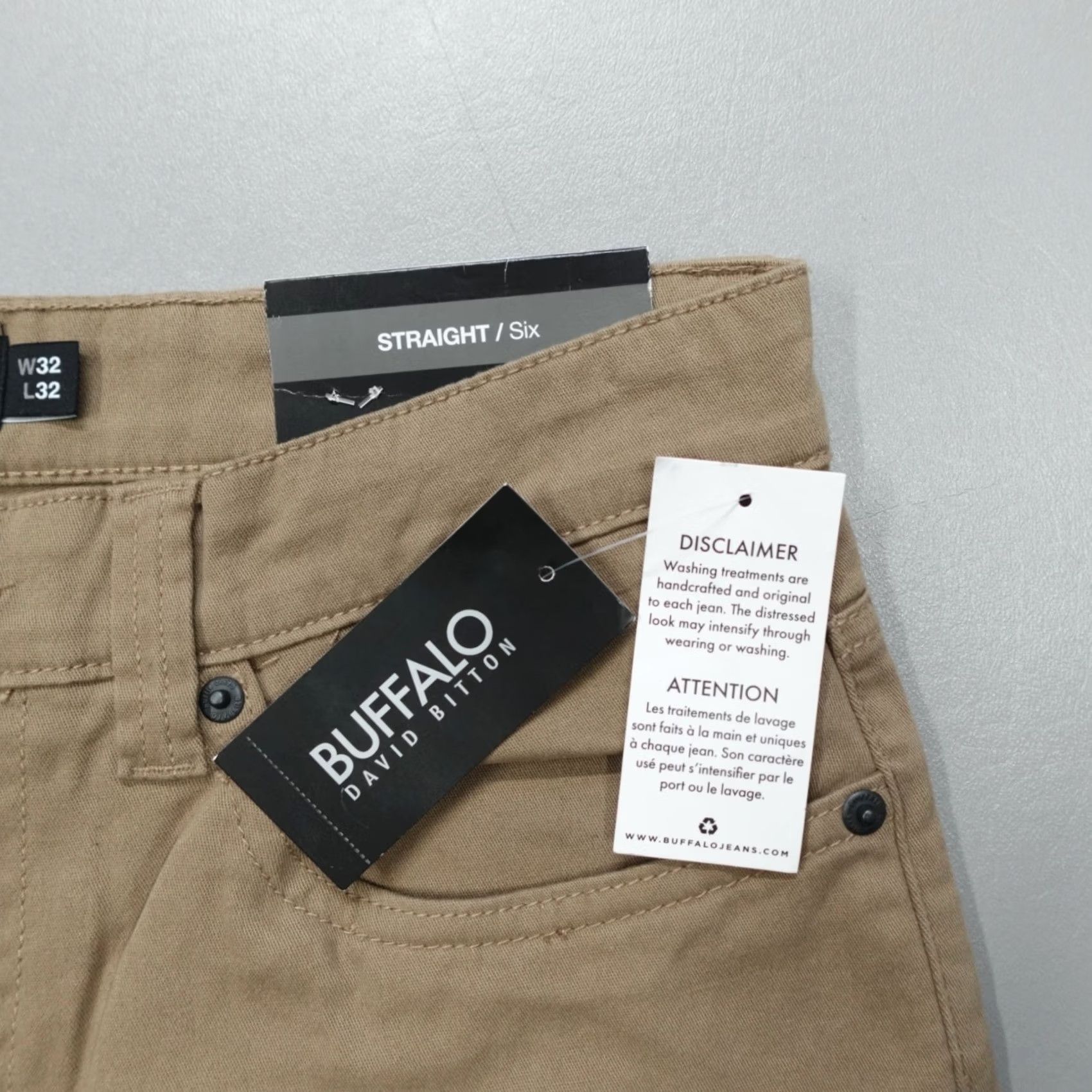 Buffalo David Bitton Buffalo David Bitton Jeans Beige Dark Straight Six Pants Men 32x32 Regular 5-Pocket Cotton Blend Denim Jeans Mens Size US 32 / EU 48 - 2 Thumbnail