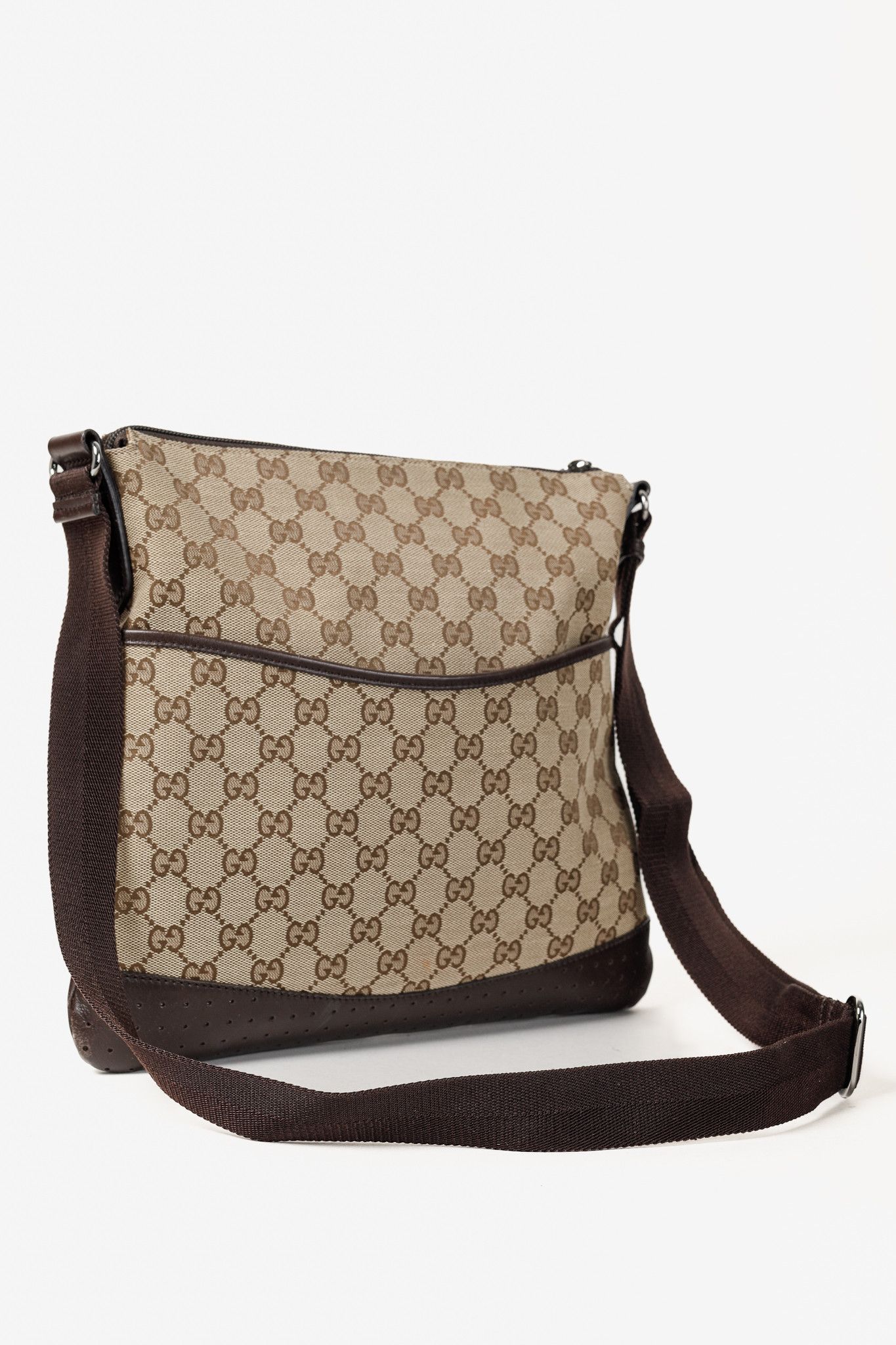 Gucci Gucci GG Monogram Canvas Brown Leather Trim Messenger Bag Size ONE SIZE - 6 Thumbnail