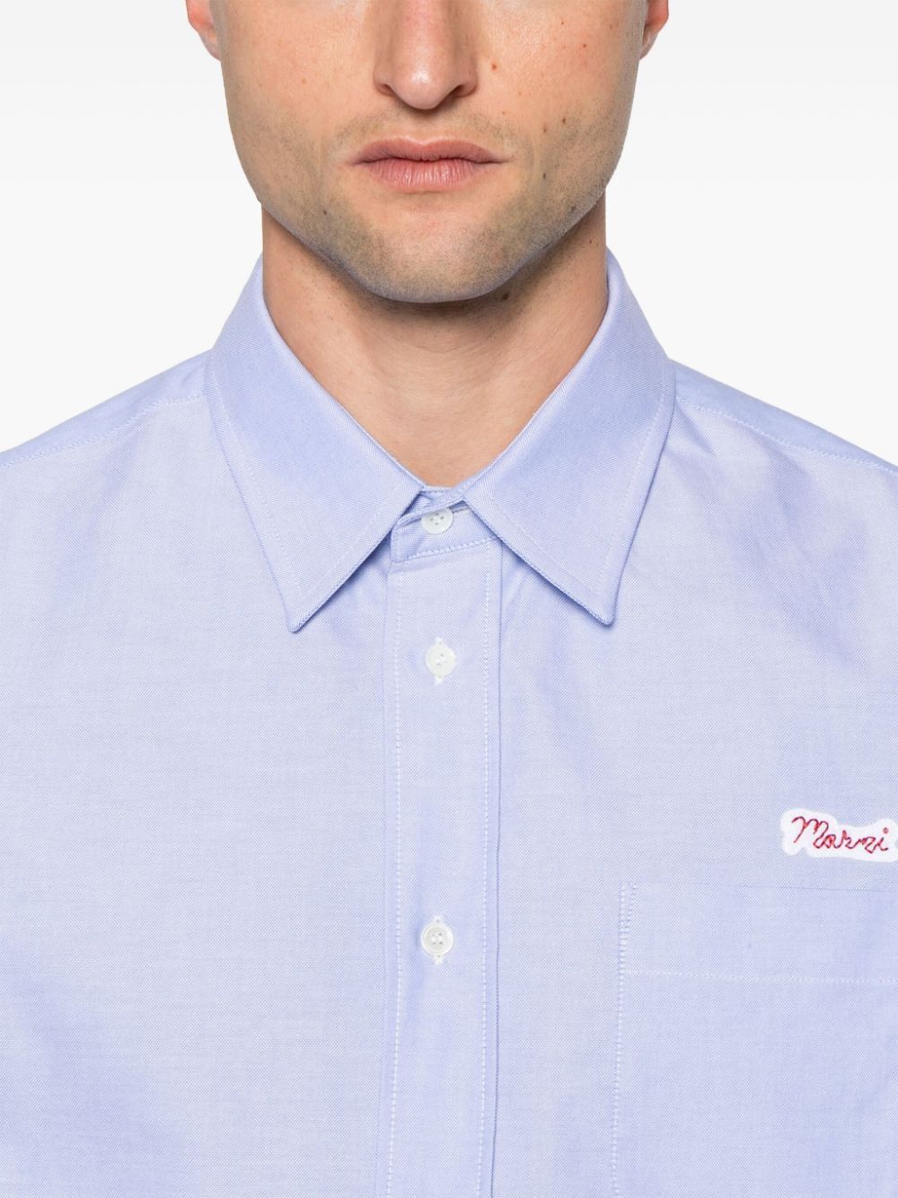 Marni o1w1db11125 Logo-Patch Shirt in Light Blue Size US S / EU 44-46 / 1 - 4 Thumbnail