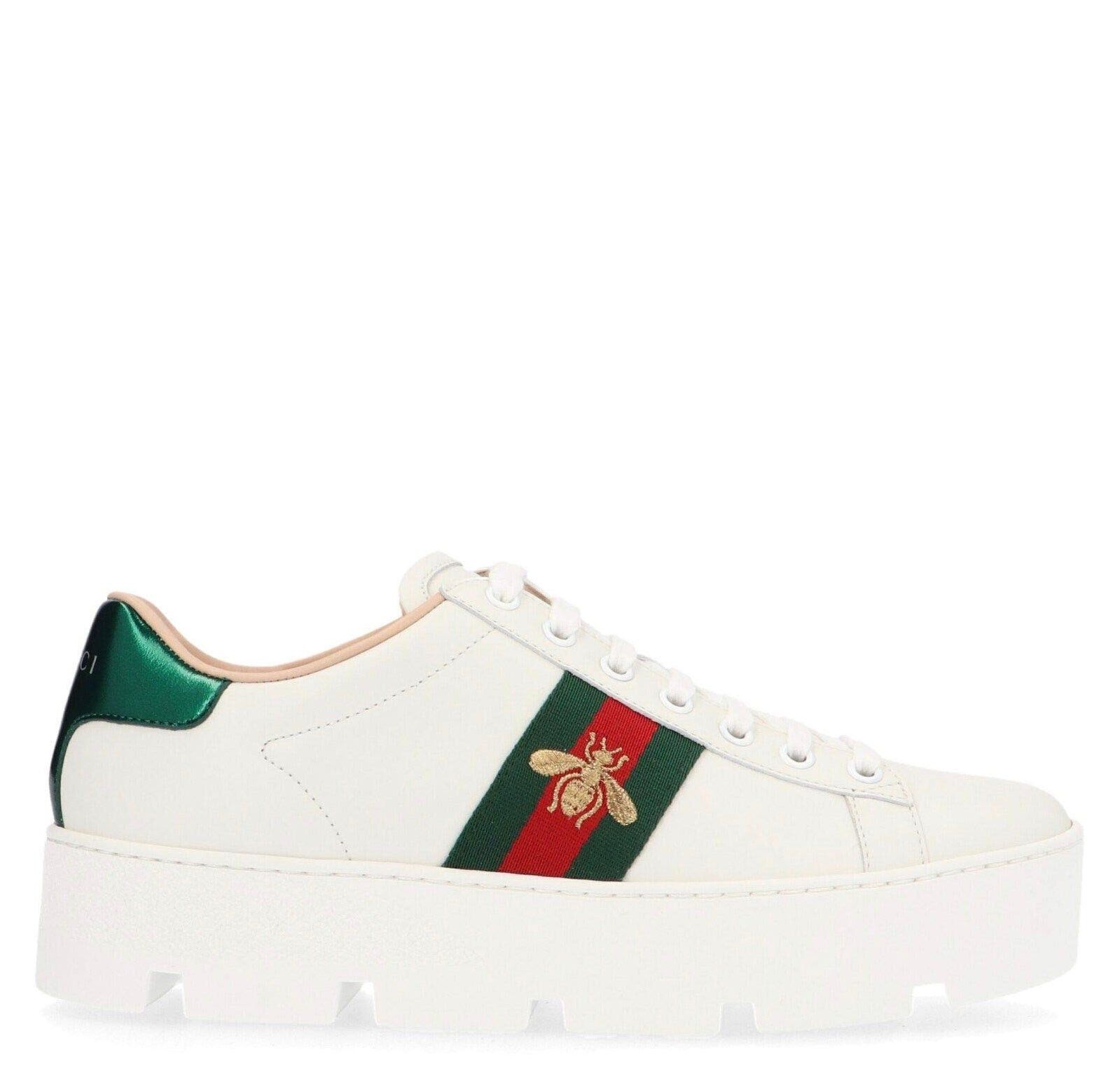 Gucci Ace Web Bee Platform Sneakers SIZE 36