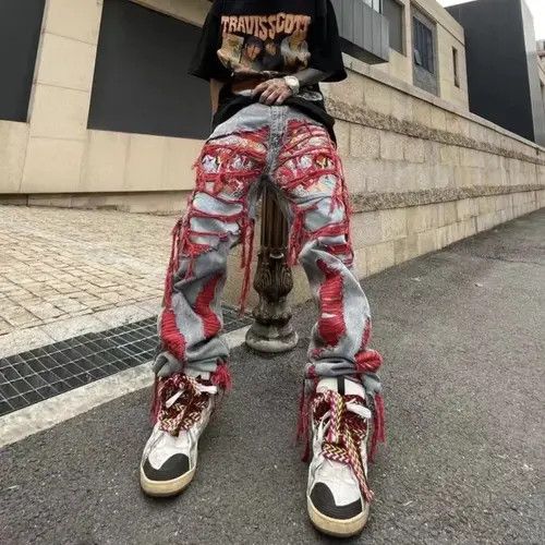 VIBE Vintage Distressed Punk Harajuku-Style Straight Leg Denim Size US 32 / EU 48 - 1 Thumbnail
